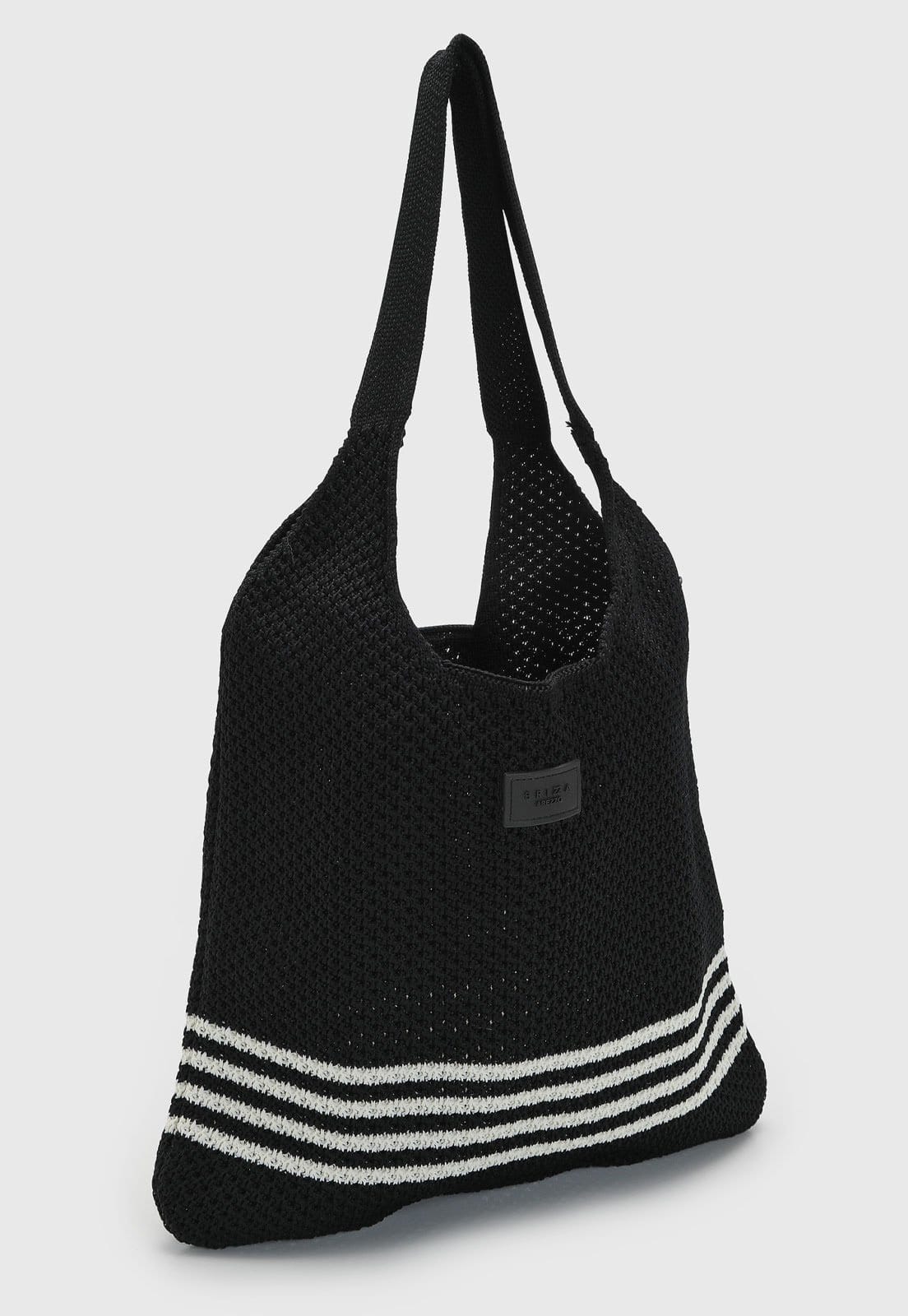 Vista 2 Bolsa Feminina Brizza Arezzo Trama Listras Preta Brizza Arezzo preto