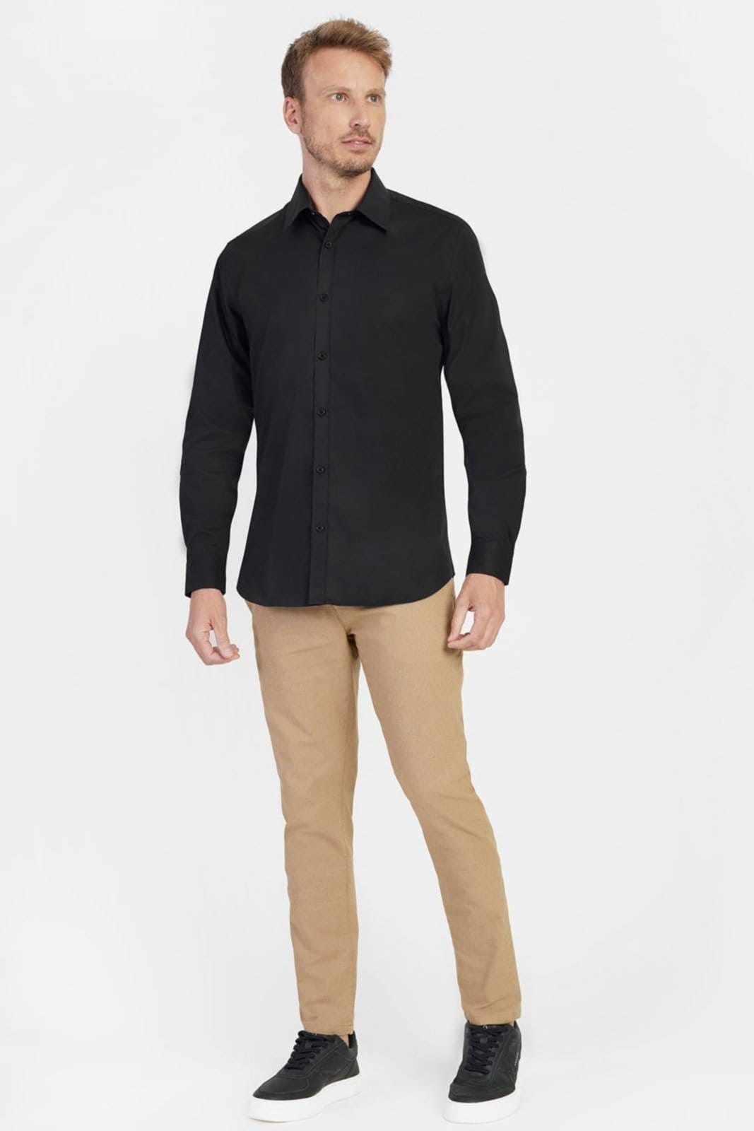 Vista 2 Camisa Reg Social Com Elastano Preto Aramis incolor