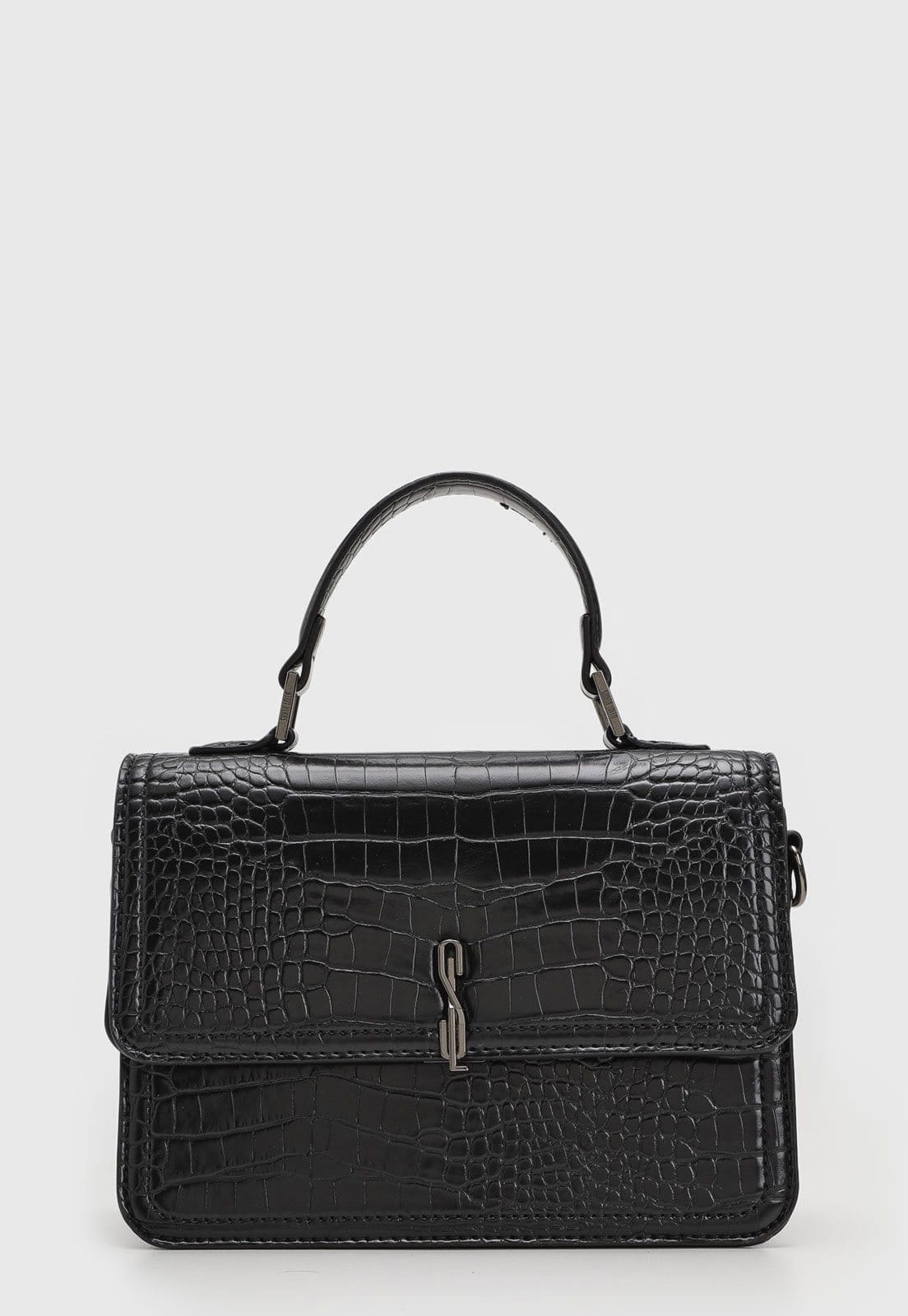 Vista 2 Bolsa Tiracolo Santa Lolla Croco Preta Santa Lolla preto