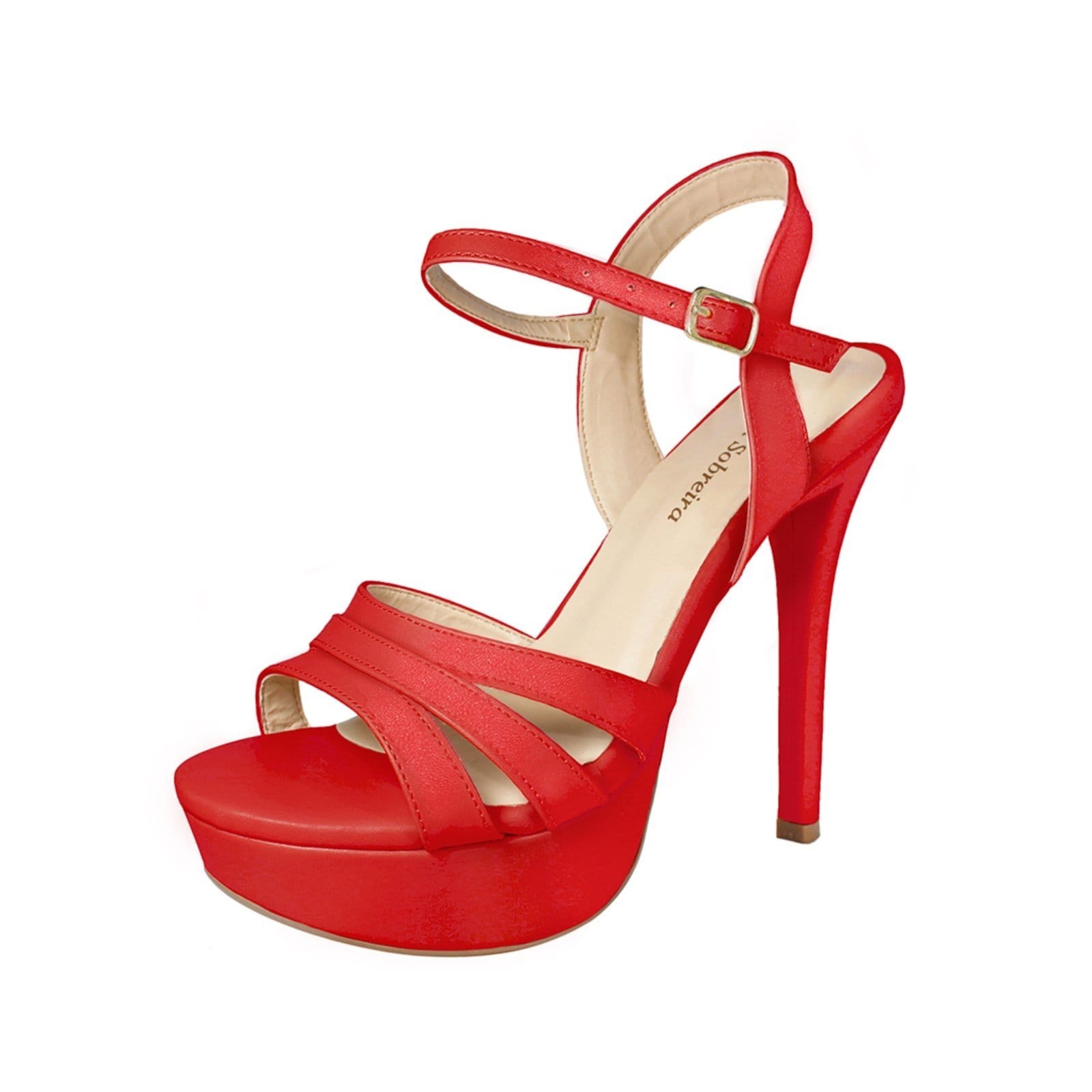 Meia Pata Salto Alto Fino 15cm Luiza Sobreira Vermelha Mod. 2254