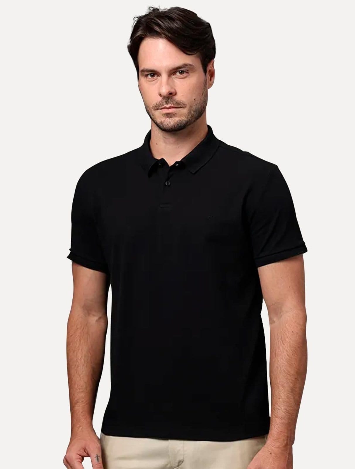Polo Calvin Klein Masculina Piquet Regular Básica Mono Sem Friso Preta