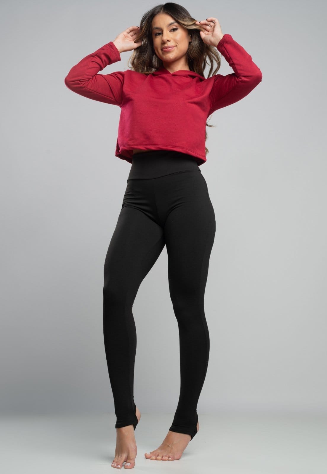 Vista 2 Calça Pezinho Térmica MVB Modas Suplex Peluciado Felpuda Cintura Alta Preta Mvb Modas preto