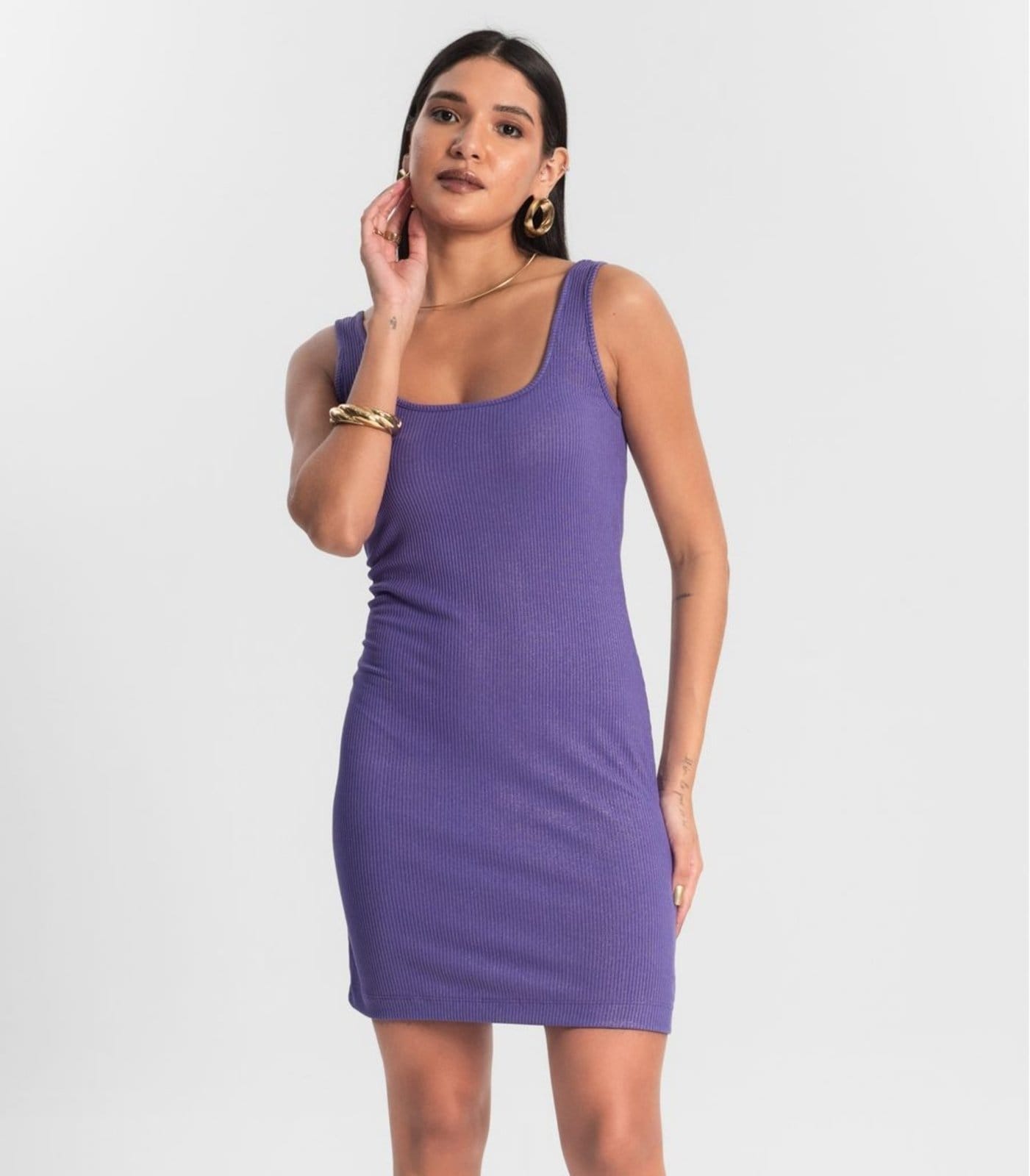 Vestido Curto em Ribana Canelada Rovitex