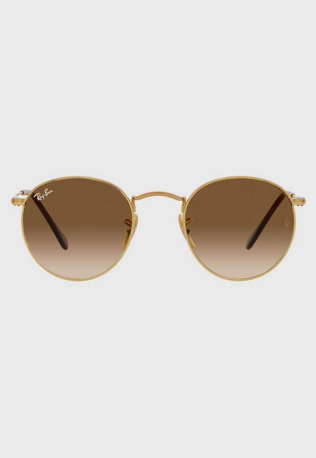 Vista 2 Óculos de Sol Masculino Ray-Ban Armação Redonda Metal Marrom Degradê Ray-Ban dourado