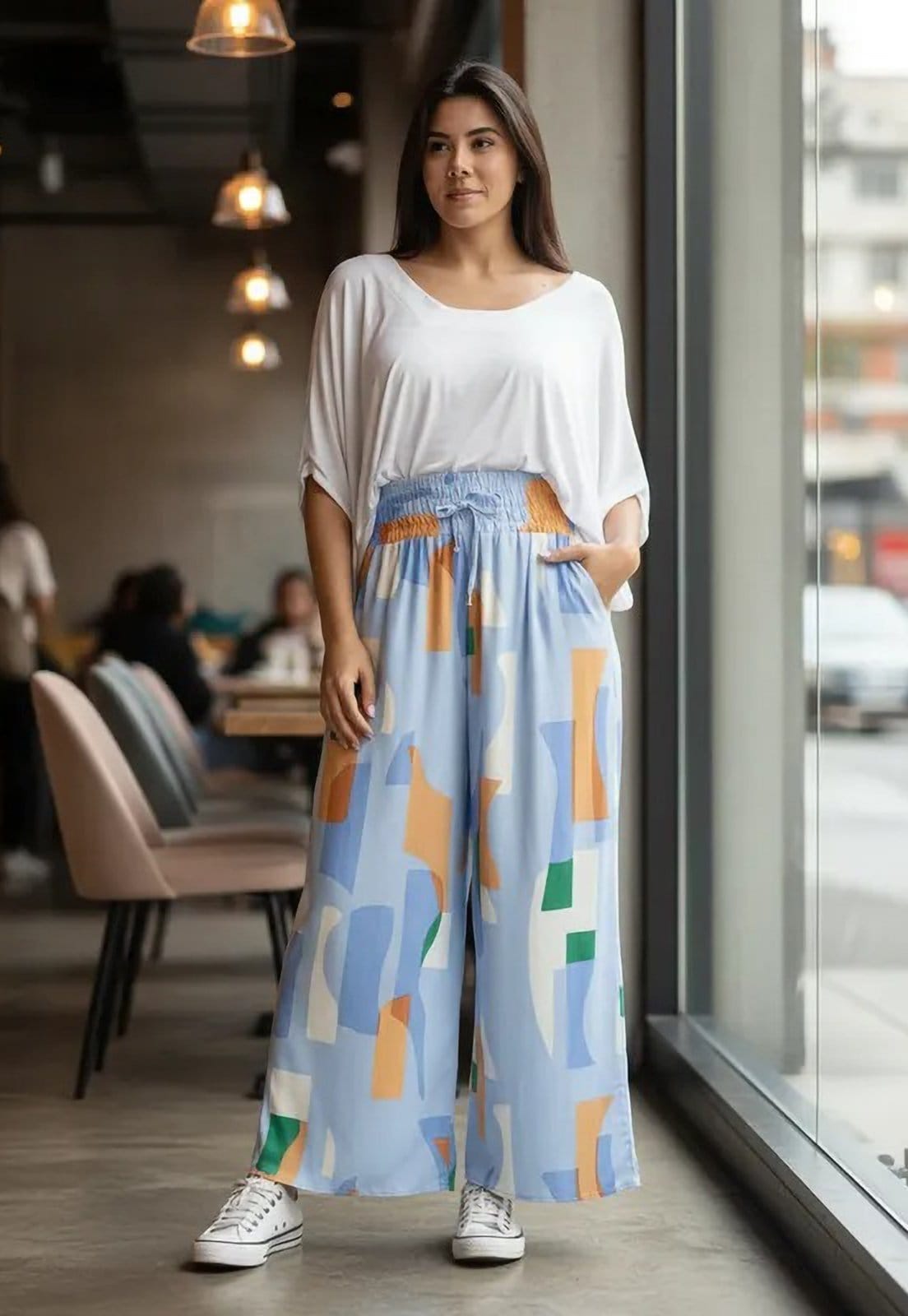 Calça CabanaFree Pantalona Elastic Estampa Blue Organic