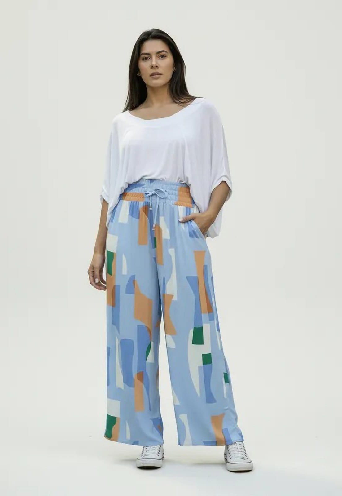 Vista 2 Calça CabanaFree Pantalona Elastic Estampa Blue Organic Cabanafree azul/estampado blue