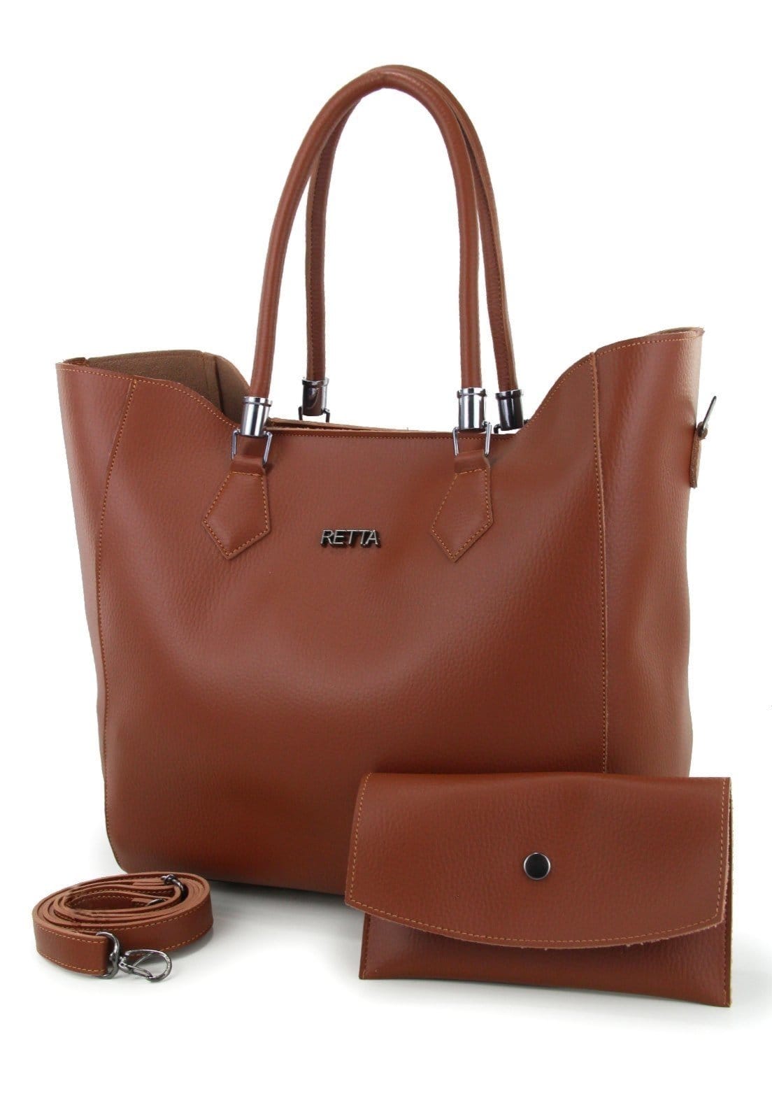 Vista principal Bolsa Sacola Transversal e Necessarie Retta Retta Shoes caramelo