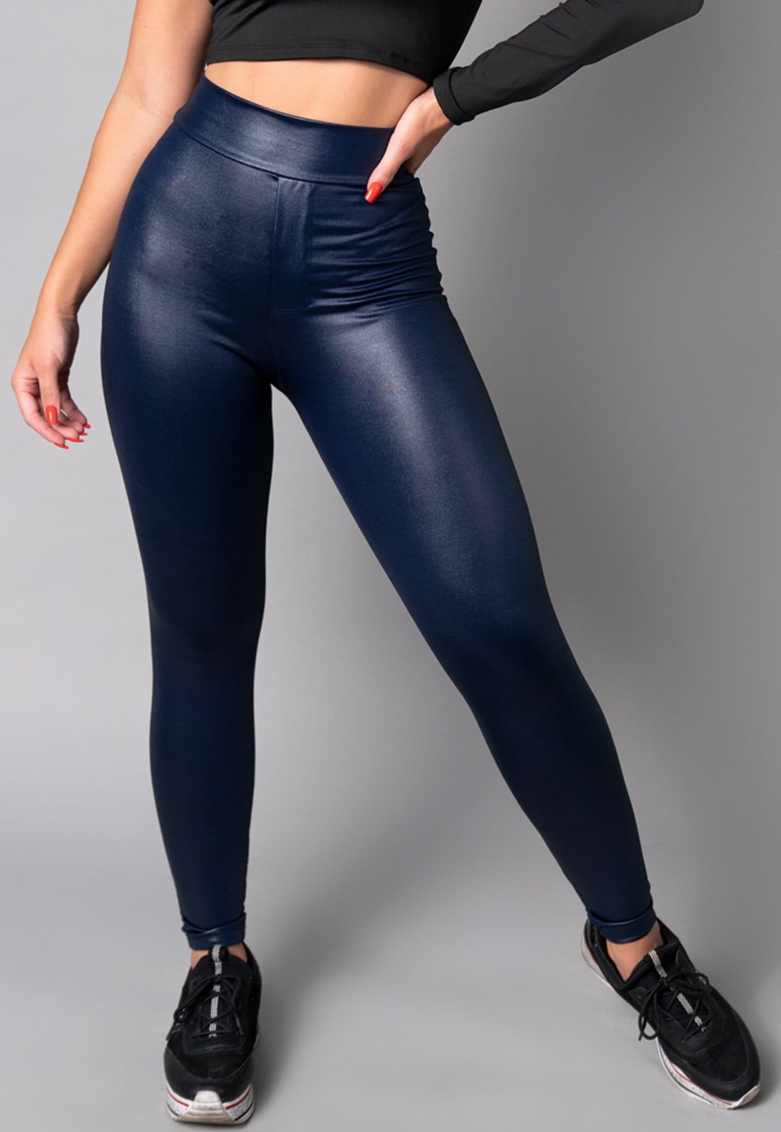 Vista 2 Calça Legging MVB Modas Cirrê Cintura Alta Feminina Mvb Modas azul