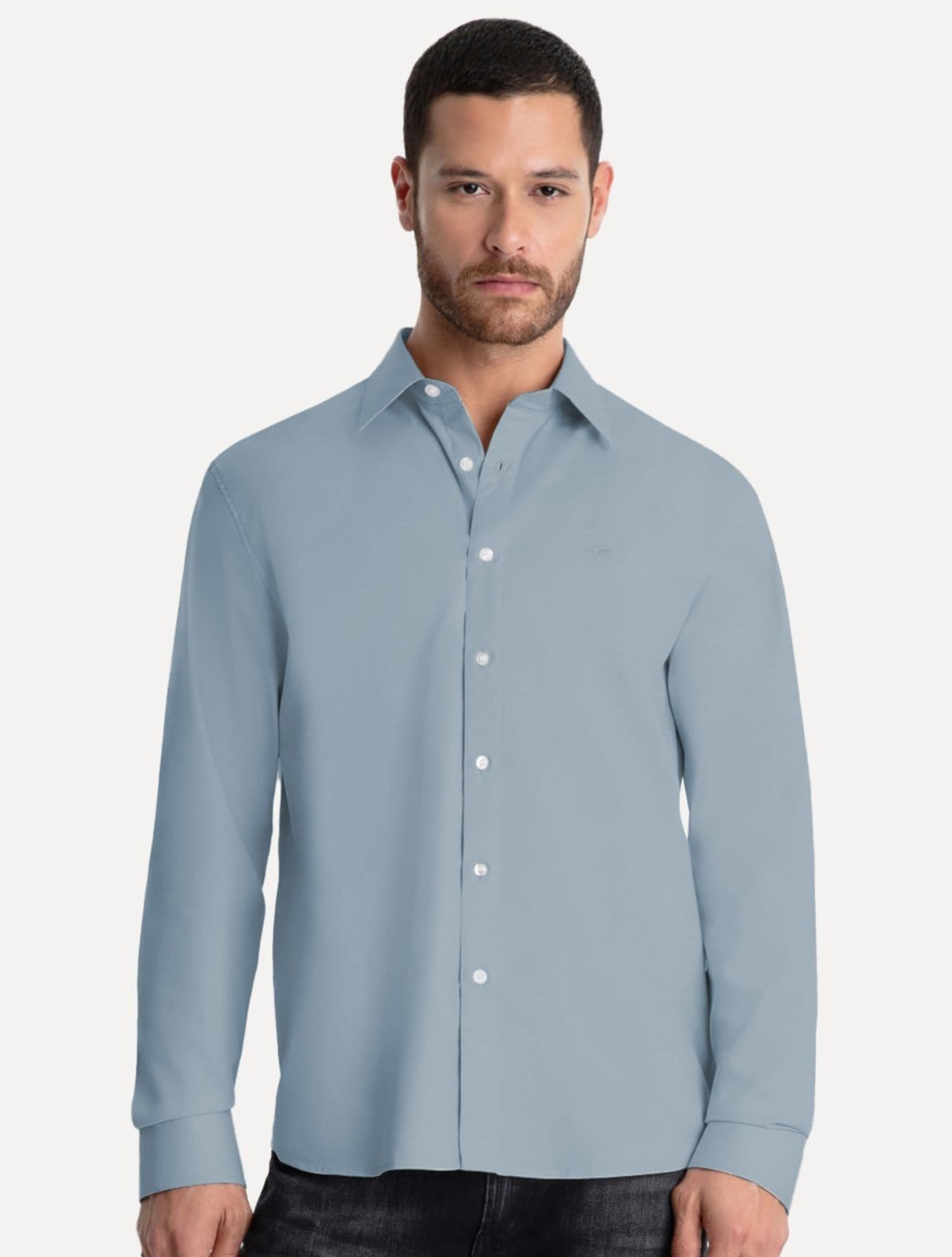 Vista principal Camisa Ellus Masculina Tricoline LY Classic Anatomic Médio Ellus azul