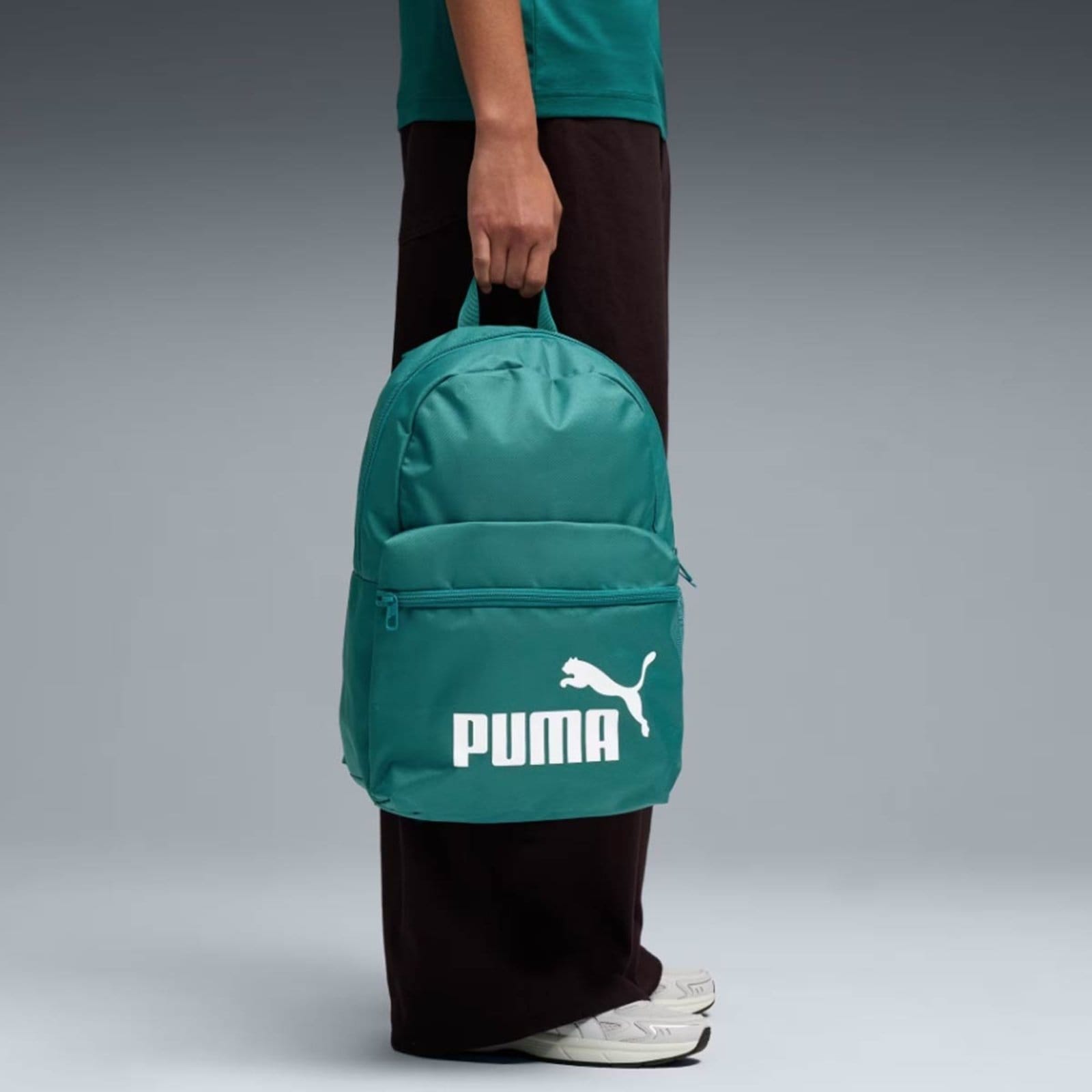Vista 2 Mochila Puma Phase Logo e Branca Puma verde