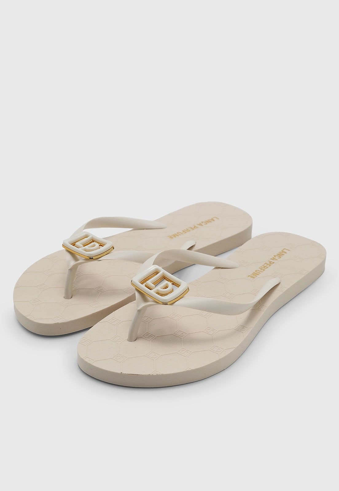 Vista 2 Chinelo Feminino Lança Perfume Dedo Monograma Off-White Lança Perfume off-white white