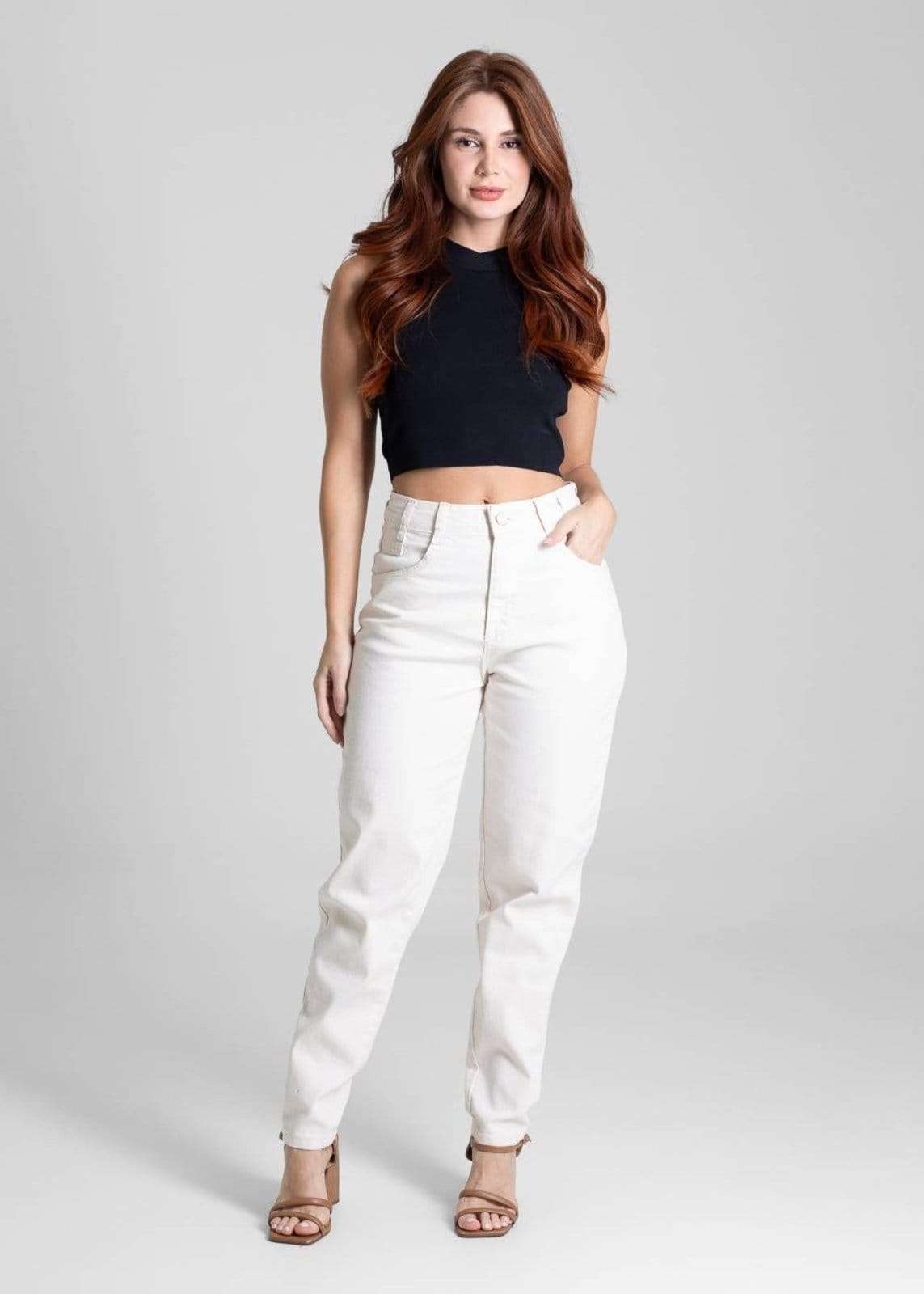 Vista 2 Calça Sarja Sawary Mom - 281847 Sawary bege