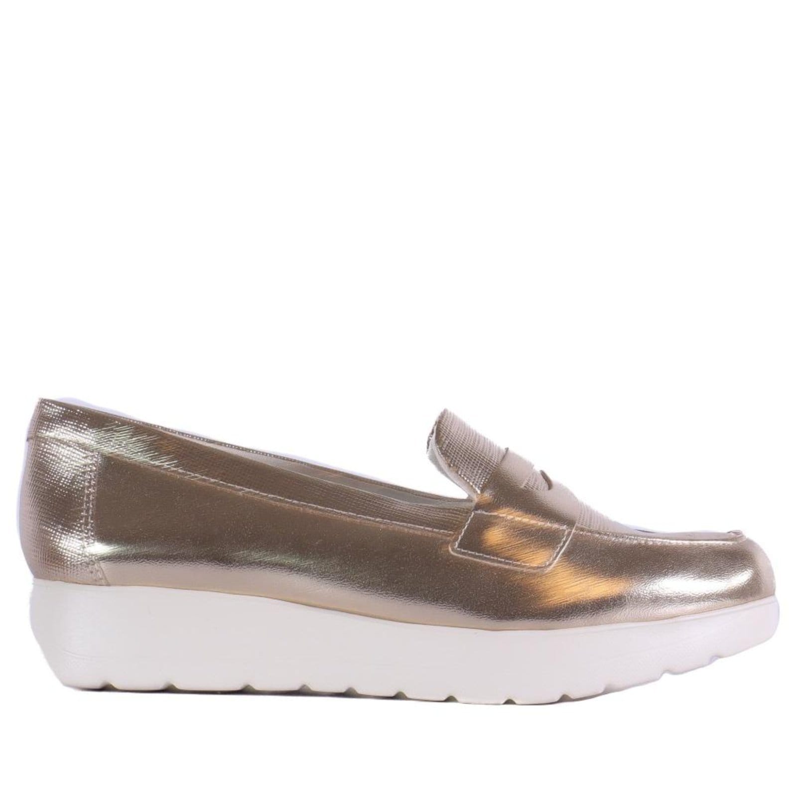 Vista principal Mocassim Comfortflex Feminino 25-59401 Ouro Comfortflex incolor