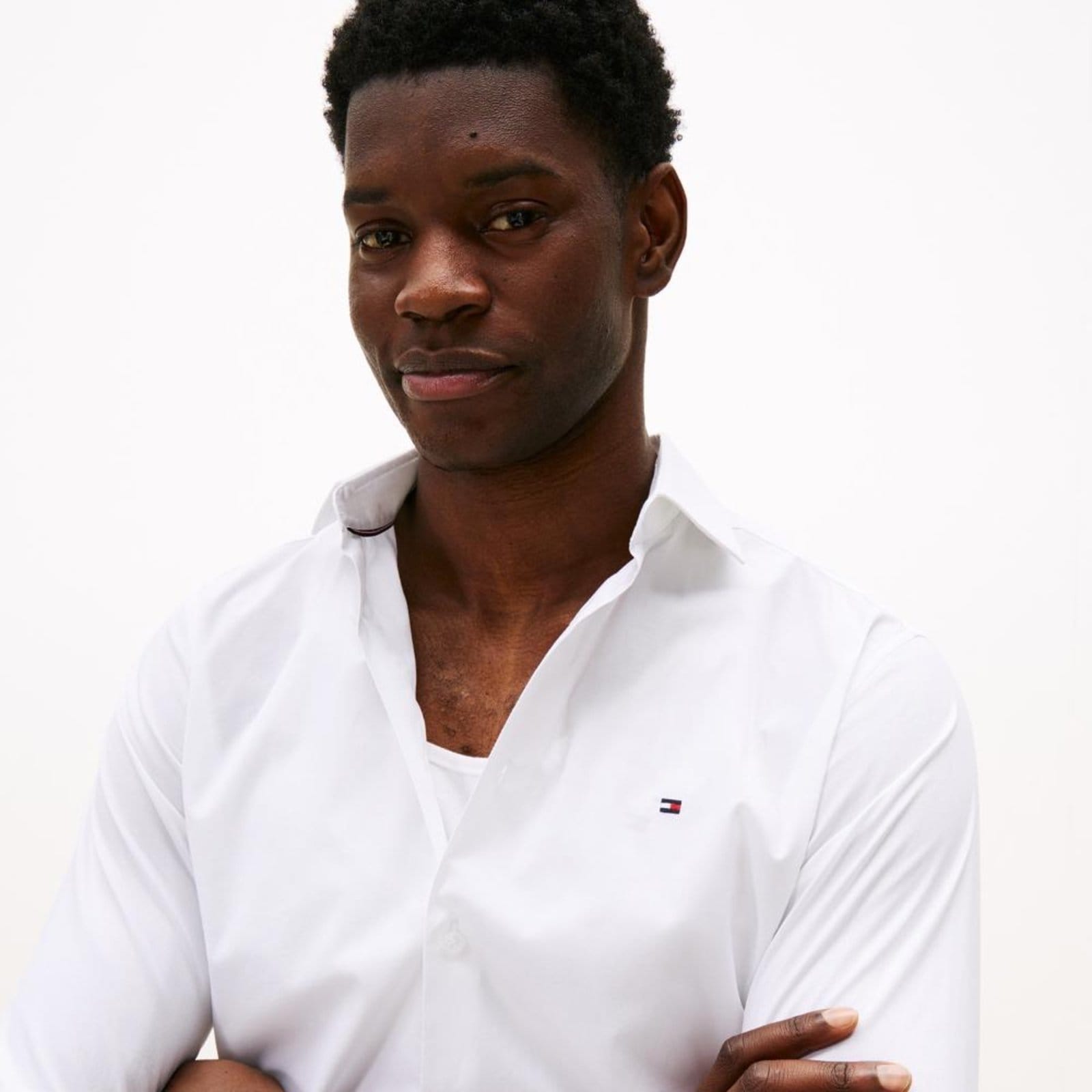 Vista 2 Camisa Th Flex Popeline Slim Fit - 39 Tommy Hilfiger branco