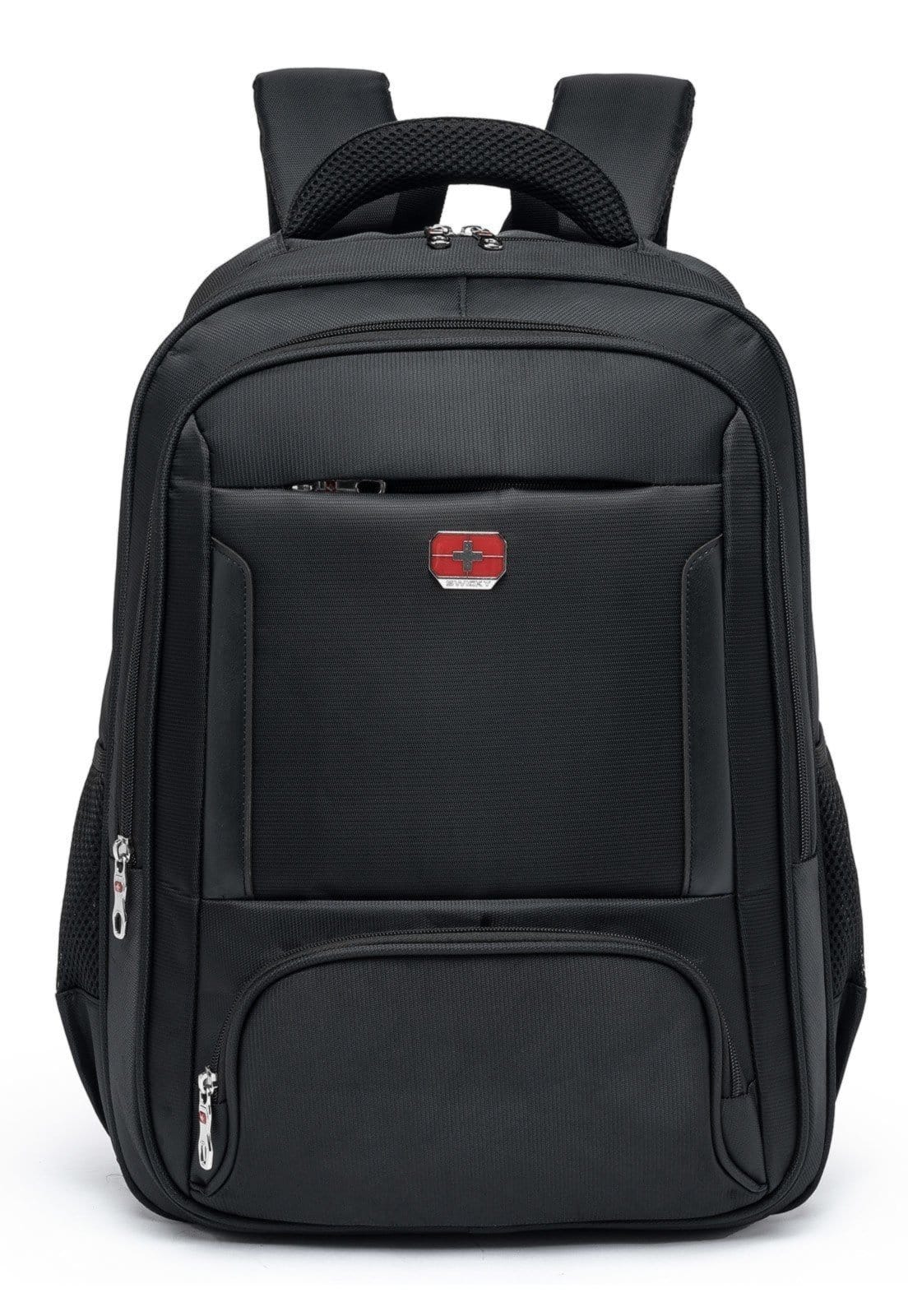 Vista principal Mochila Executiva Espaçosa Notebook Bolsa Trabalho Viagem SWICKY preto