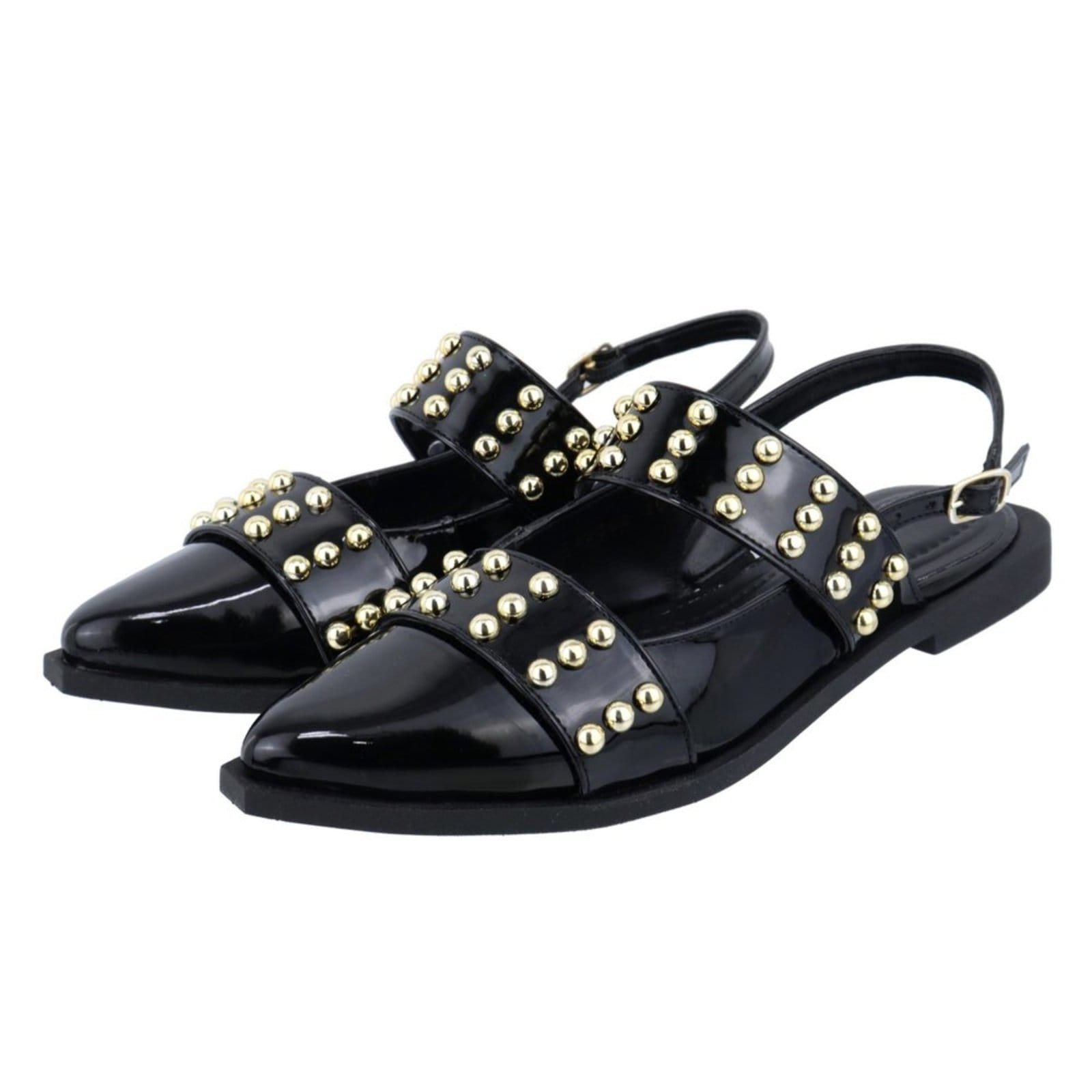 Sapatilha Slingback Rasteira Feminina Detalhe Bolas Dourado 184202