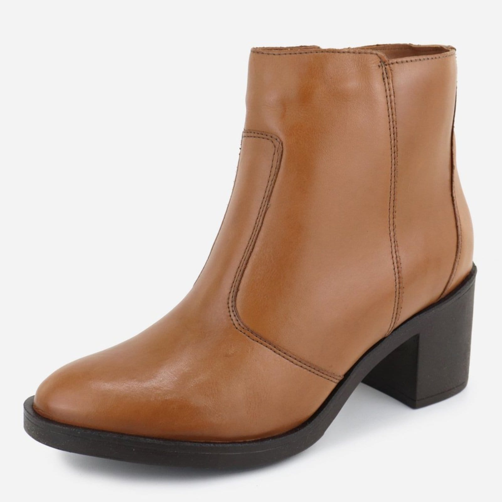 Vista principal Bota em Couro Cano Curto Lisa Maria Paula Conforto Rusty MARIA PAULA caramelo