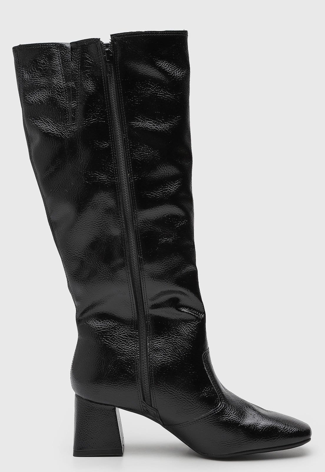 Vista 2 Bota Feminina cê Salto Quadrado Preta BEBECÊ preto