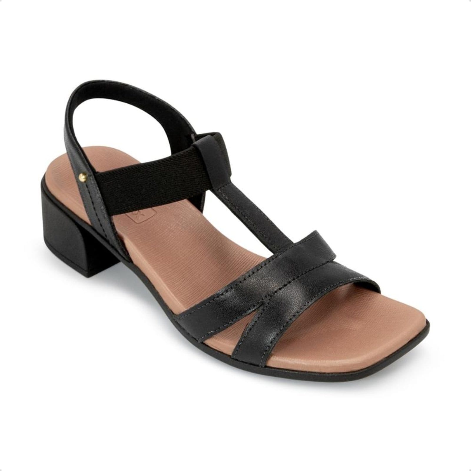 Vista 2 Sandália Usaflex Feminino Bico Quadrado Couro Casual AN27006 Usaflex preto