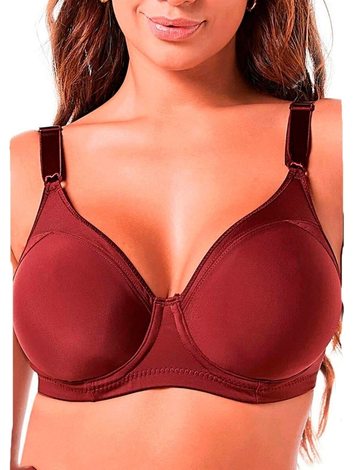 Vista 2 Kit com 2 Sutiãs com Aro e sem Bojo Support Control Demillus 64905 Taça C Demillus vermelho