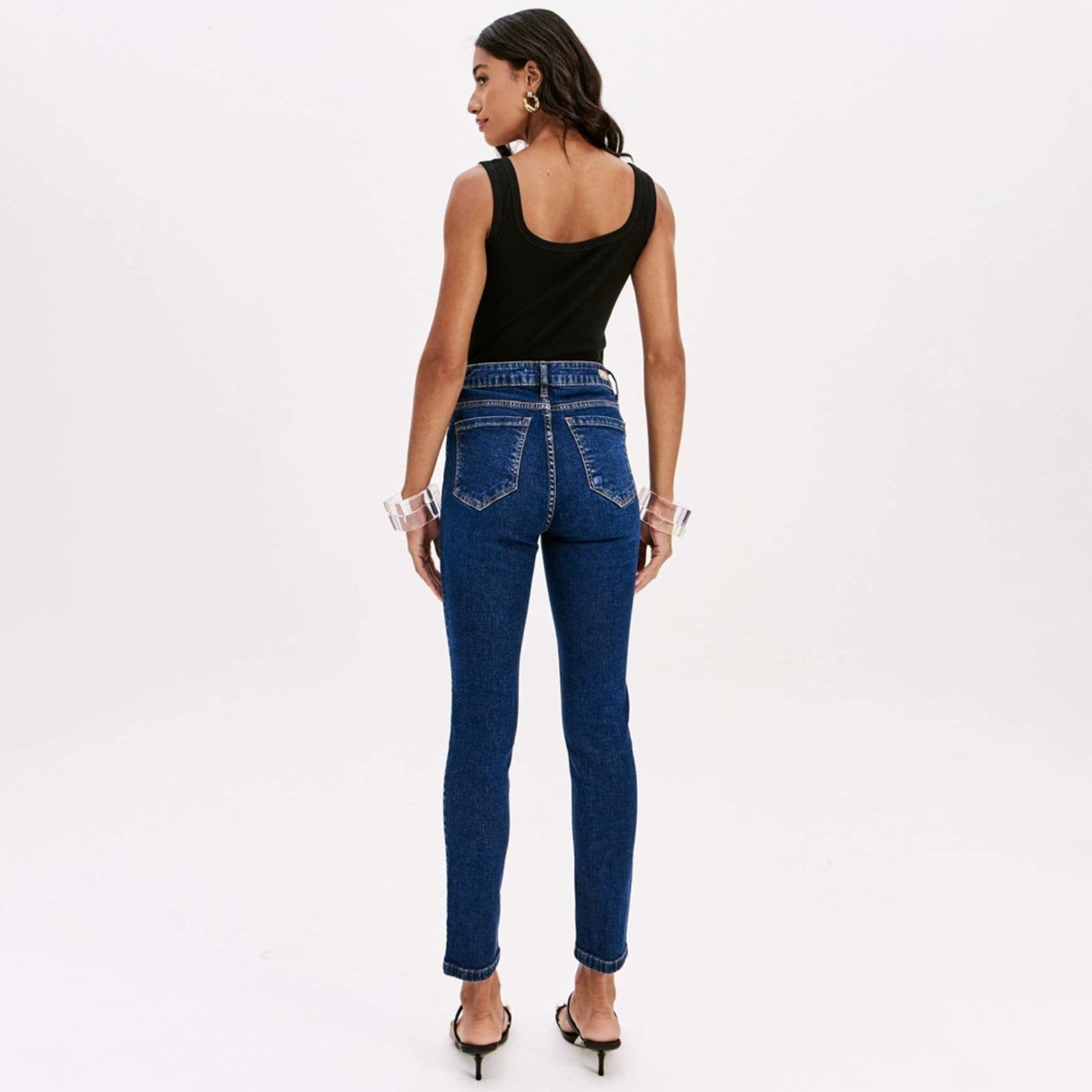 Vista 2 Calça Jeans Easy Lança Perfume Skinny Ak Pr26 Feminino Easy Lança perfume azul