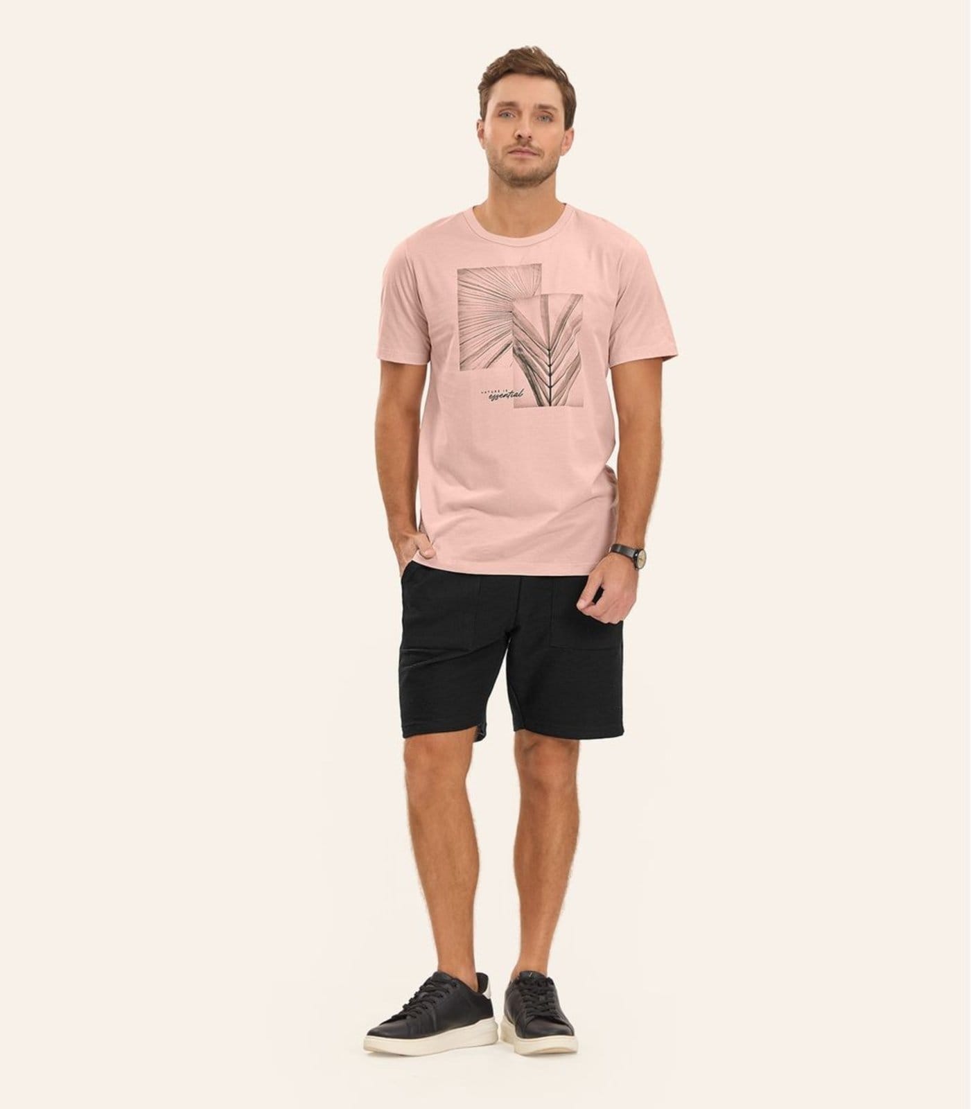 Vista principal Bermuda Masculina Moletinho Gorgurinho Diametro Diametro preto