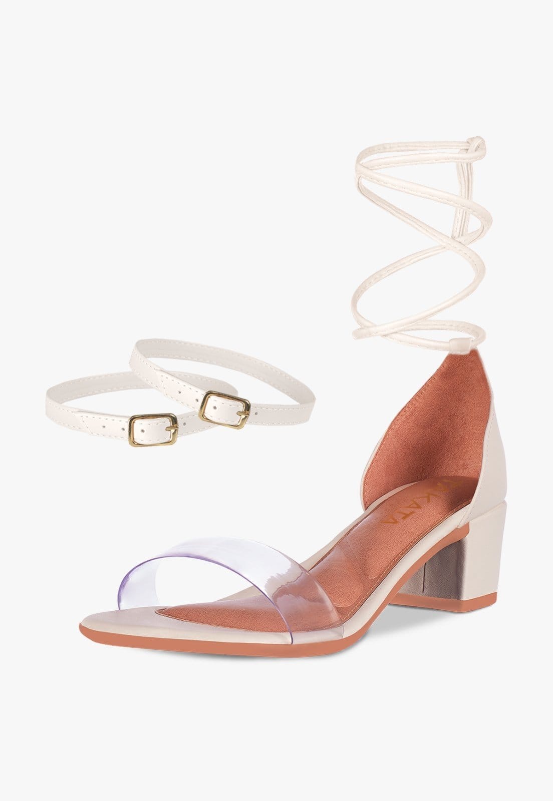 Sandália Feminina Salto Quadrado Grosso Bloco Baixo tira Confortável Sapato Festa elegante Offwhite vinil