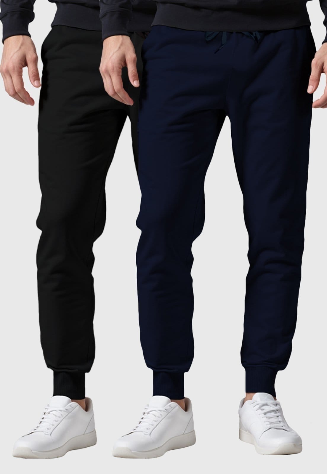 Vista 2 Kit 2 Calças Masculinas Moletom Lisas Benellys Básicas Marinho e Benellys azul marinho/preto