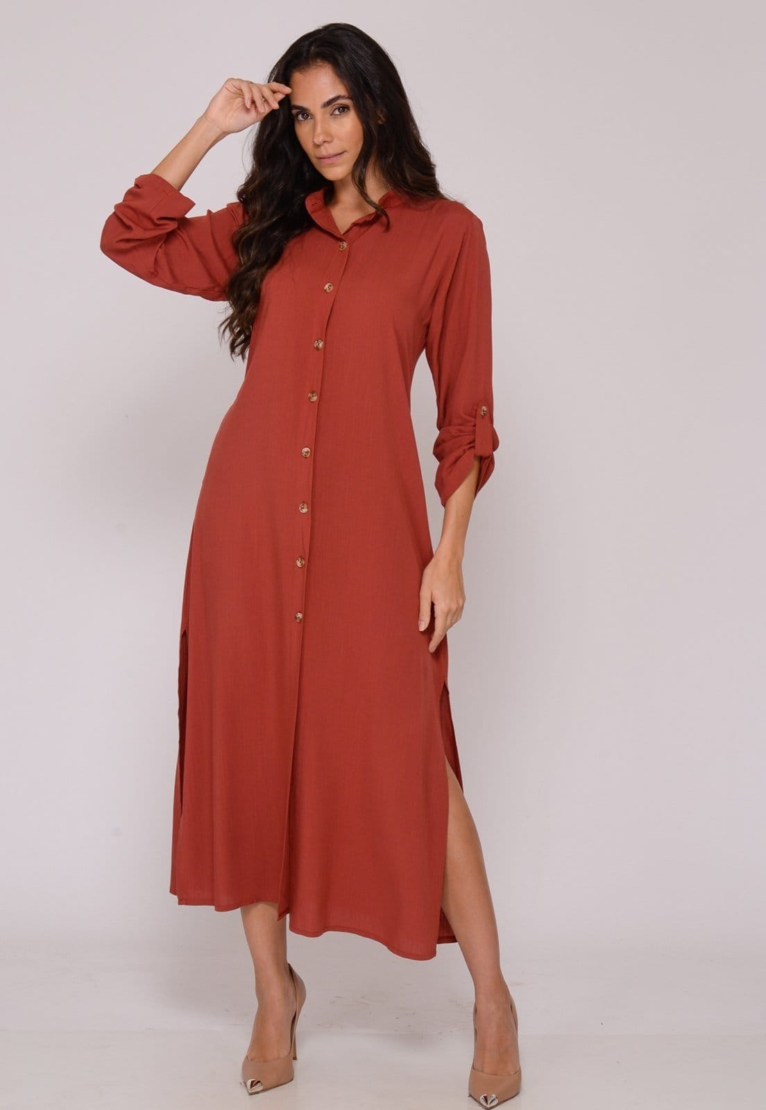 Vestido Chemise Botões L B’Bonnie Valentina Terra