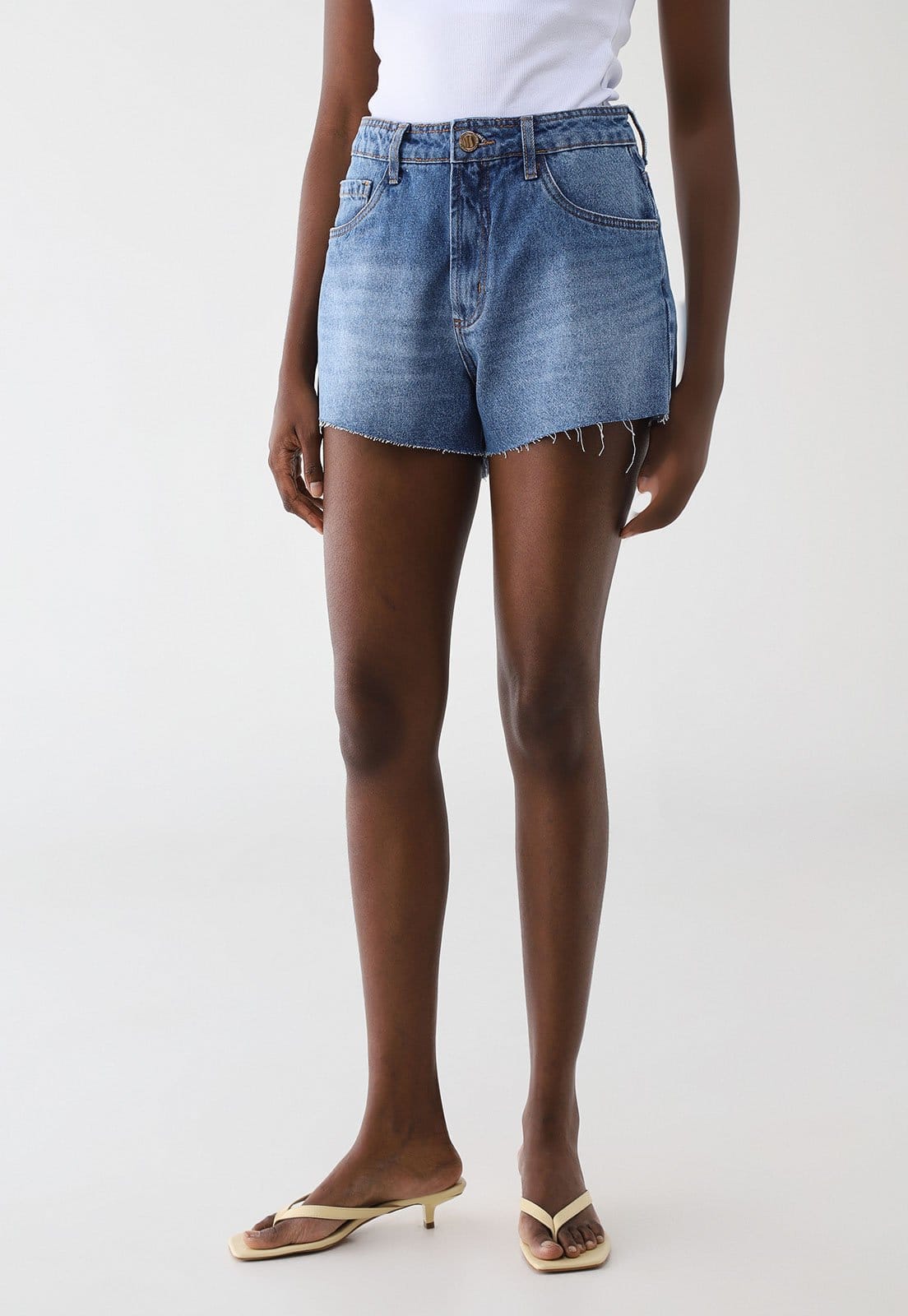 Short Jeans Feminino Lança Perfume Grandfather High