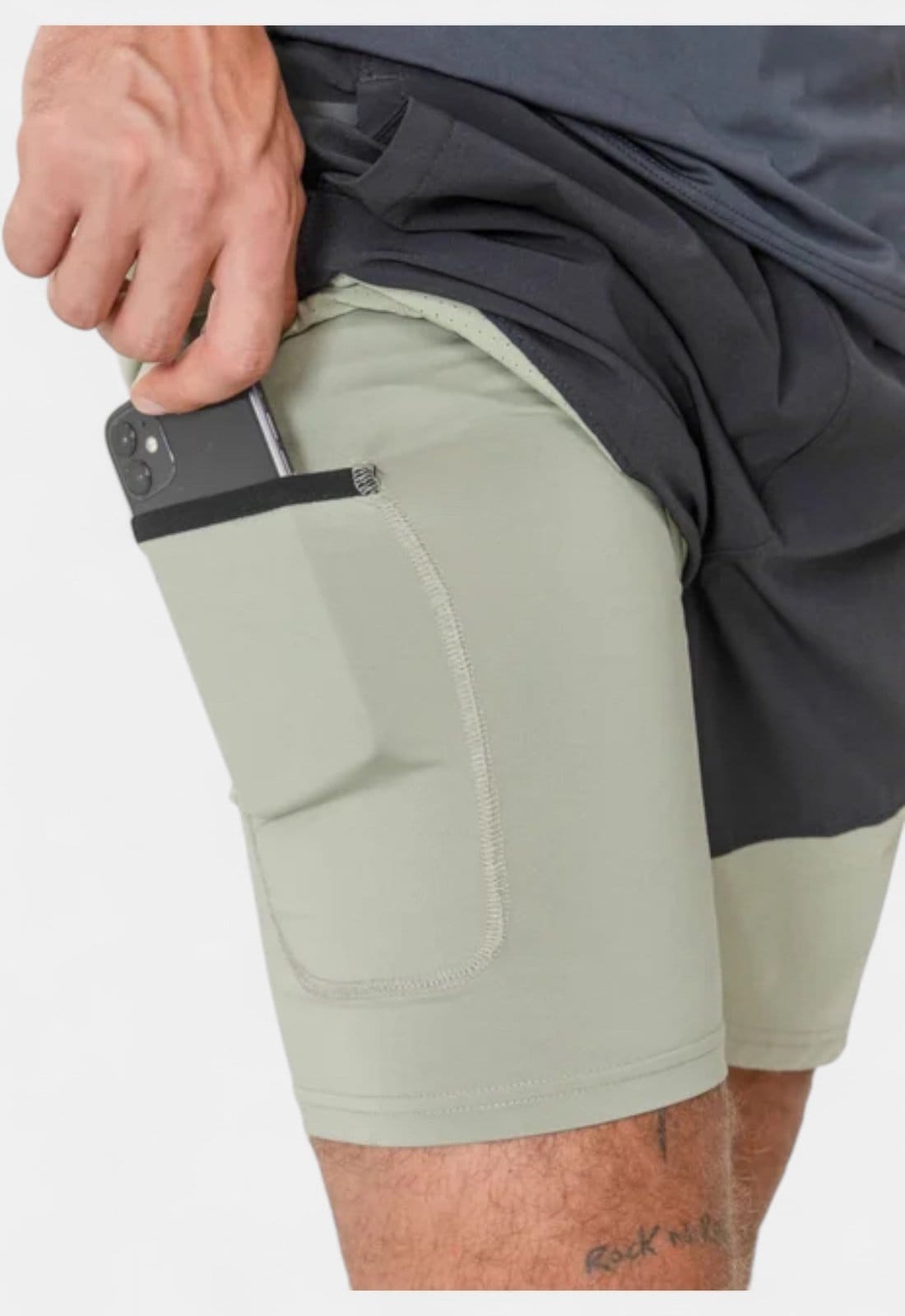 Vista 2 Shorts Areia Branca Yacht Gym Verde e Preto Areia Branca preto verde