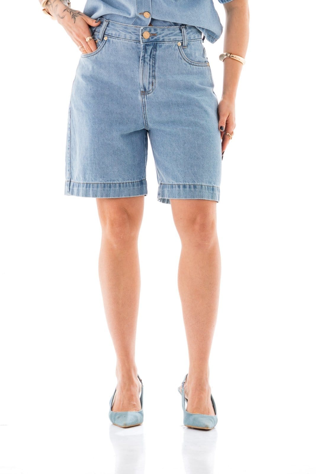 Bermuda Jeans Feminina Arauto Mom