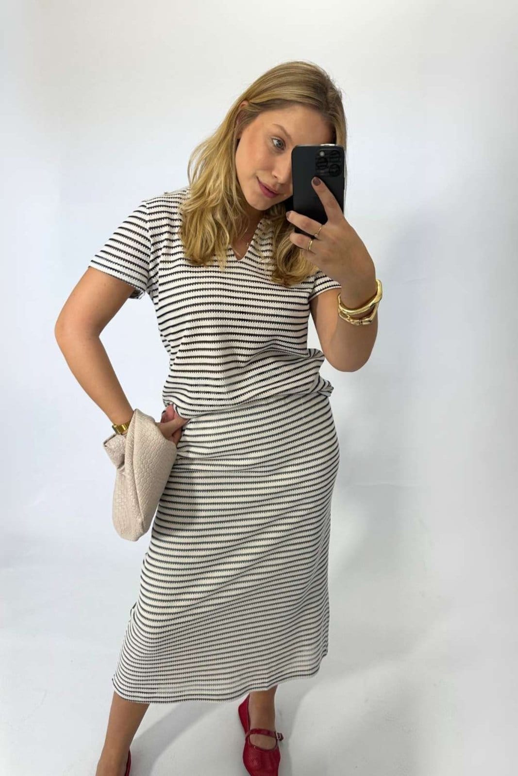 Vista 2 Polo Vanibele Tricot Listrada Vanibele azul marinho/listrado/off-white