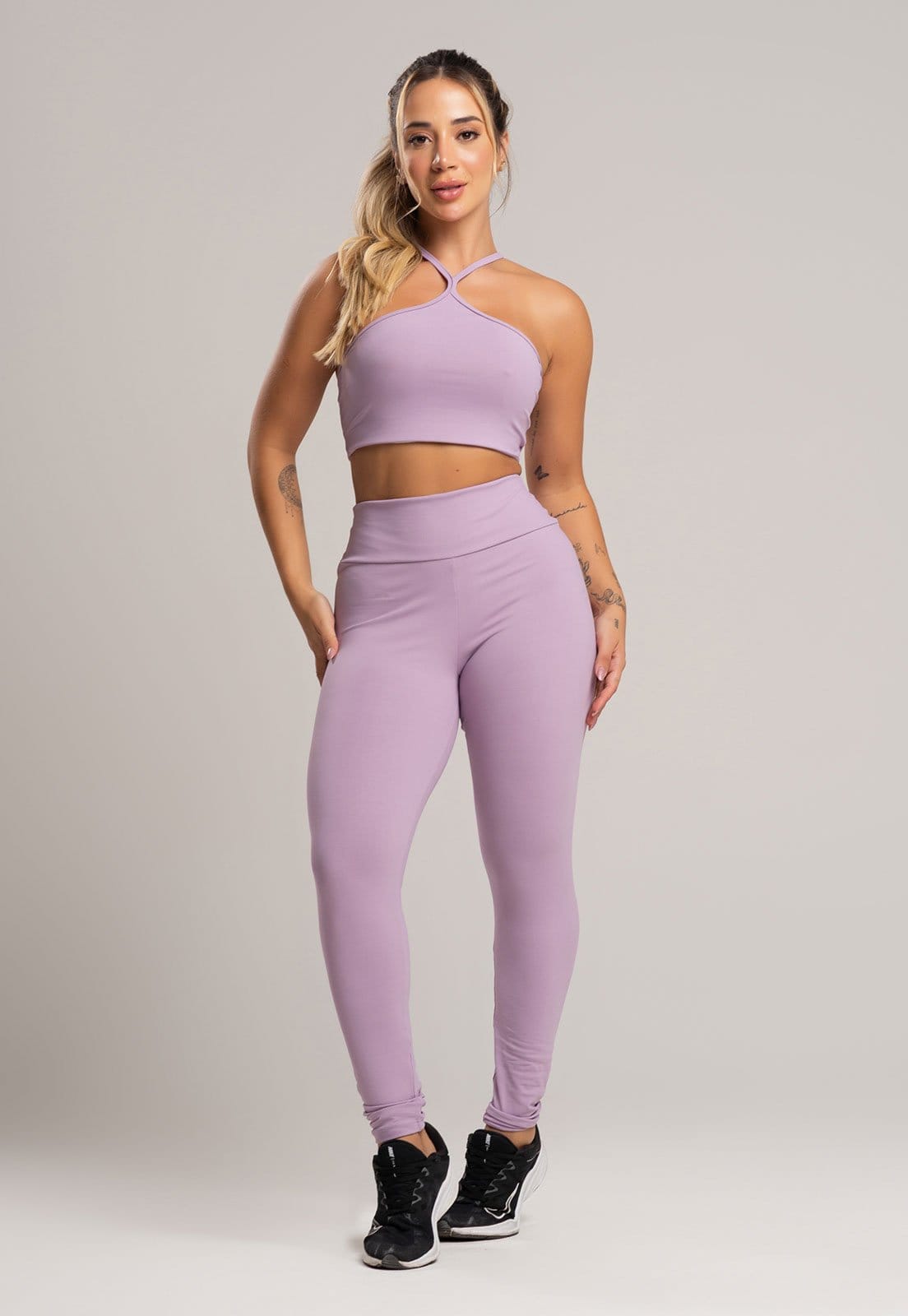Vista principal Calça Legging Academia MVB Modas Cintura Alta Poliamida Lavanda Mvb Modas lilás lavanda