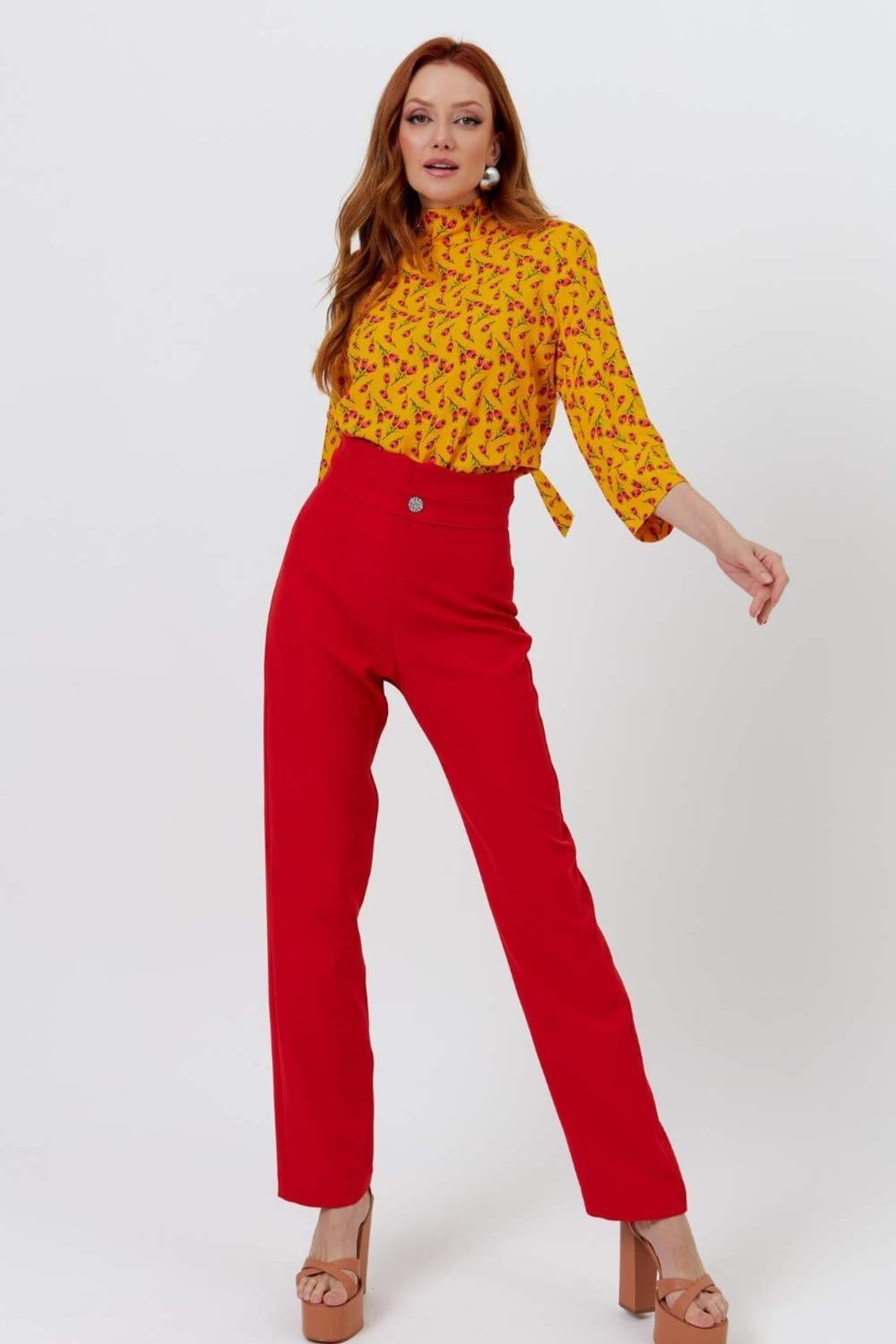 Calça Vanibele Alfaiataria Vermelha