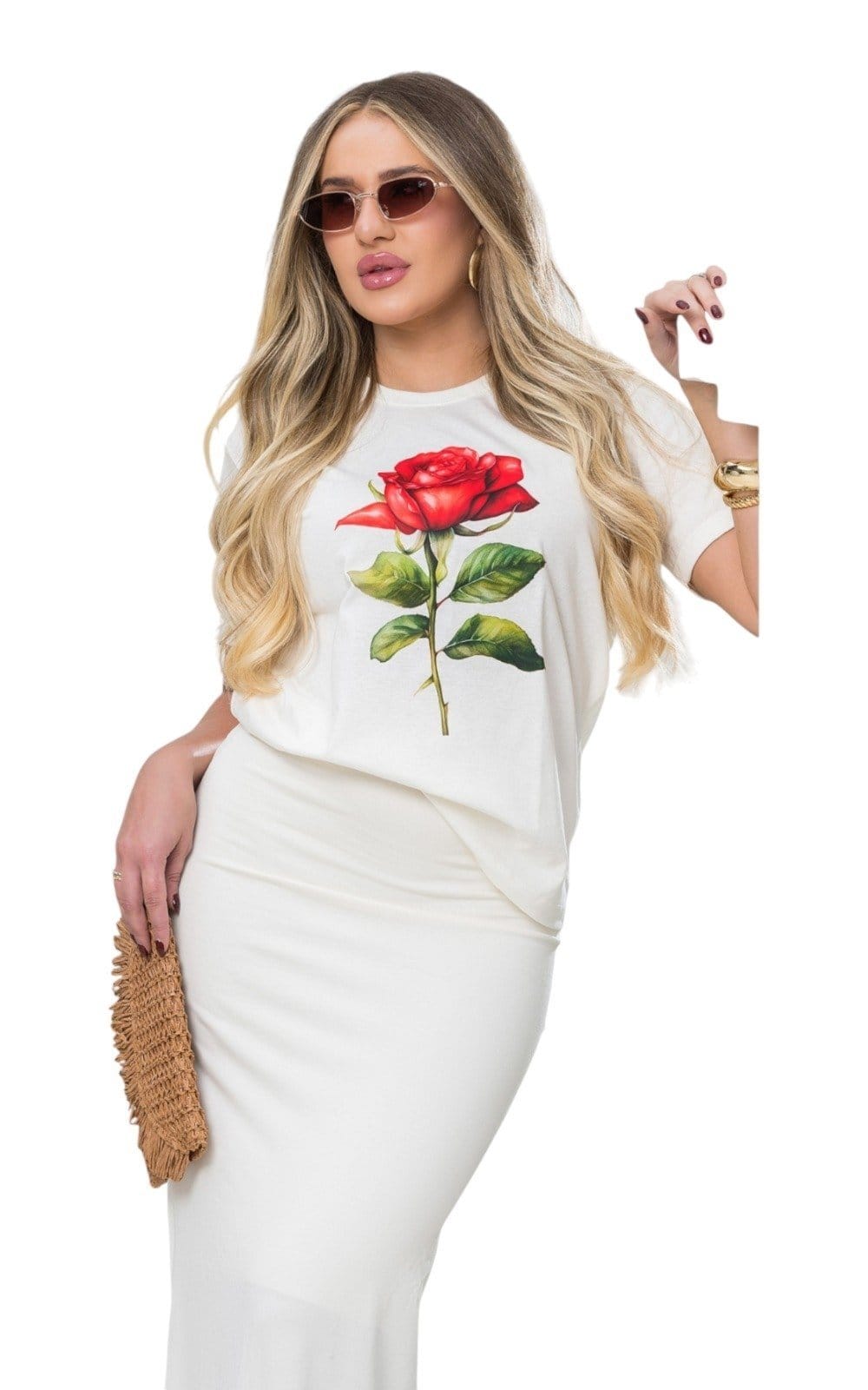 Vista 2 Camiseta Feminina Cianitas Off Estampa Rosa Cianitas bege rosa