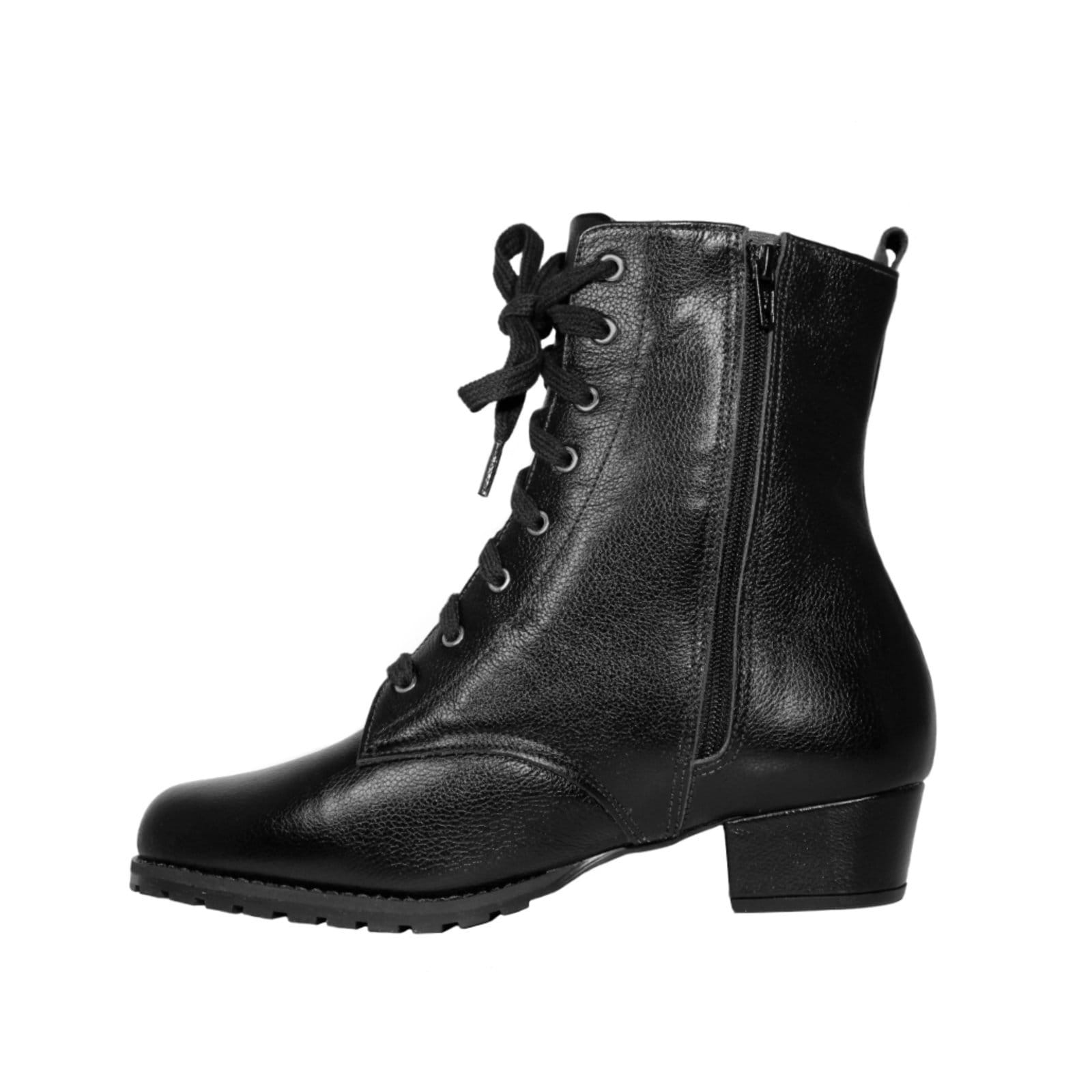 Vista 2 Bota Coturno Salto Baixo Grosso 3cm Cano Curto Bico Redondo Luiza Sobreira Preta Mod. 2199 Luiza Sobreira preto