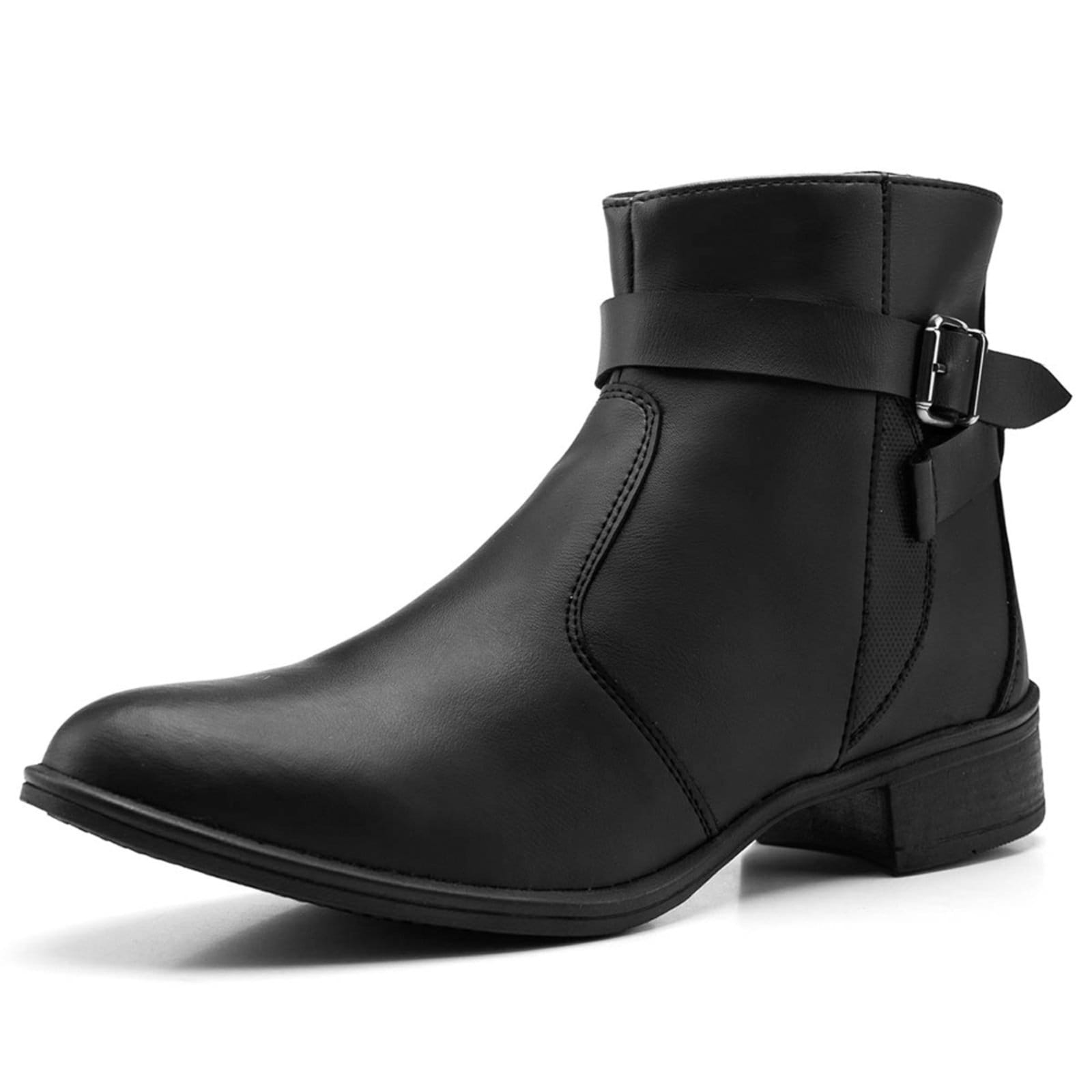 Vista 2 Bota Feminina Bredeni Salto Baixo Cano Curto Zíper Lateral Casual Confortável Dia A Dia BREDENI preto