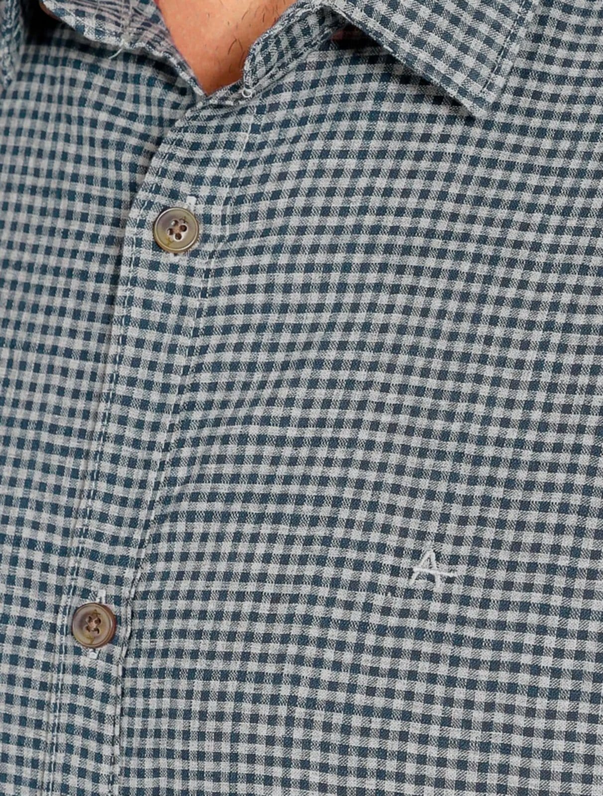 Vista 2 Camisa Aramis Masculina Manga Curta Regular Mini Cinza Aramis xadrez azul