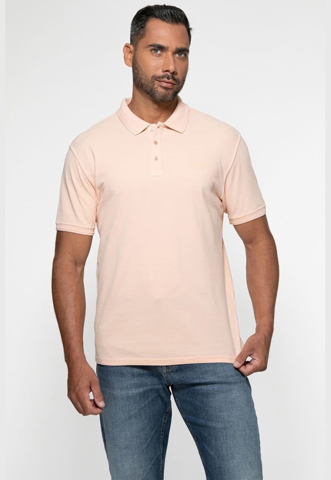 Camisa Polo Guess Silk Relevo Est 1981 Claro