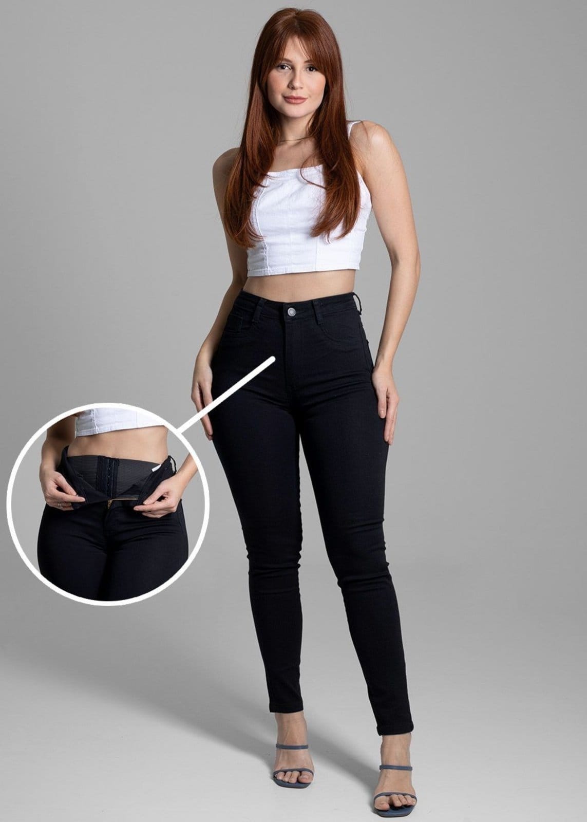 Vista 2 Calça Sarja Sawary Super Lipo - 264079 Sawary preto