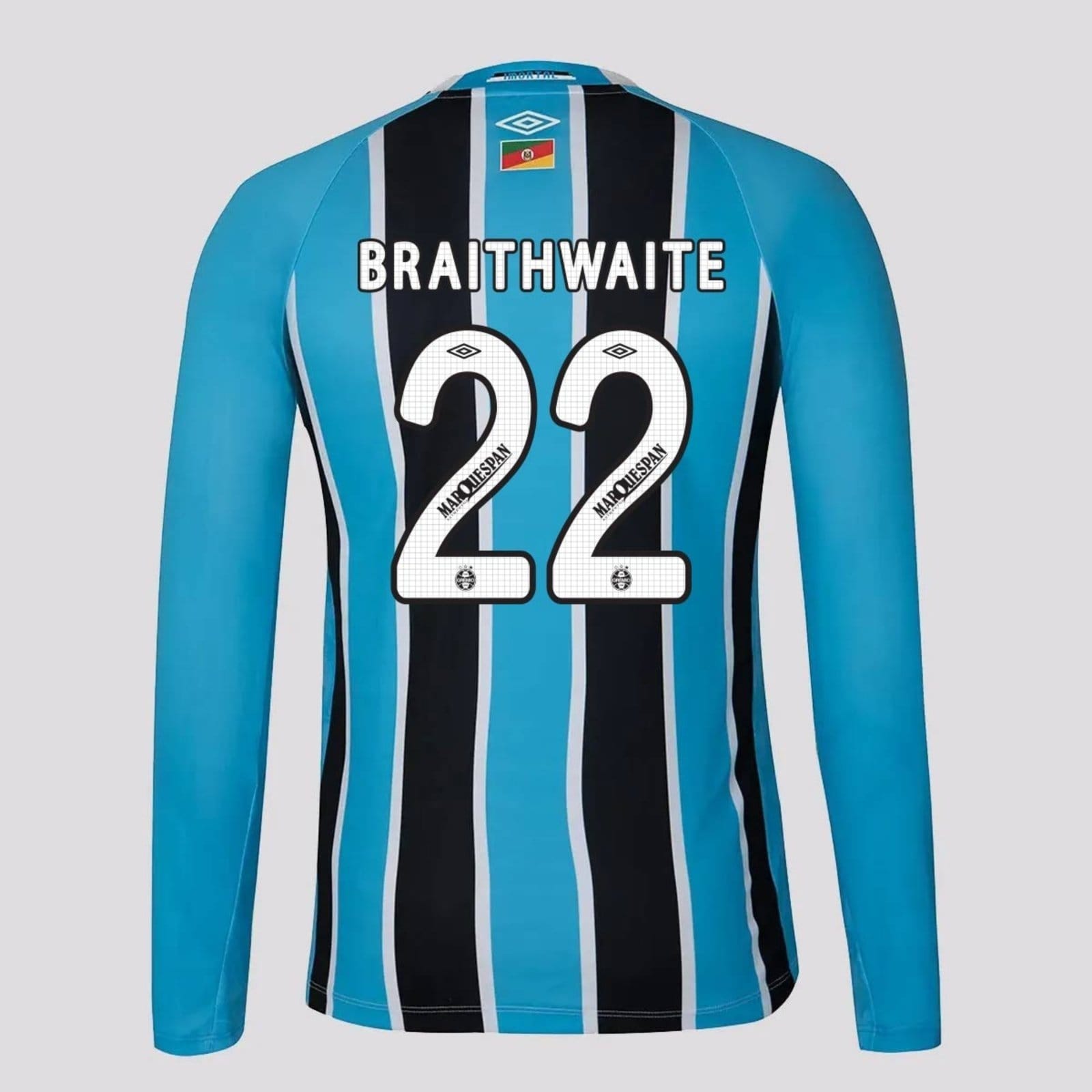 Camisa Umbro Grêmio I 2025 Manga Longa 22 Braithwaite