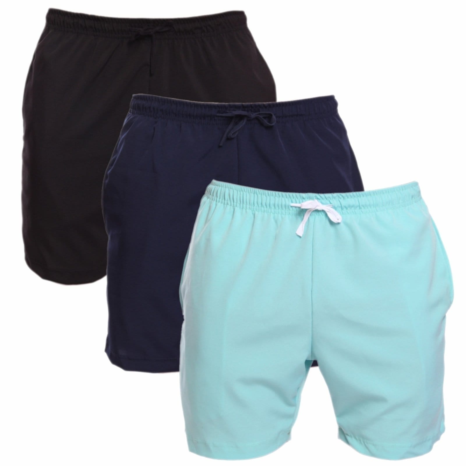 Kit 3 Shorts Tactel Masculino Adulto Estilo Mauricinho Praia Piscina Preto/Verde