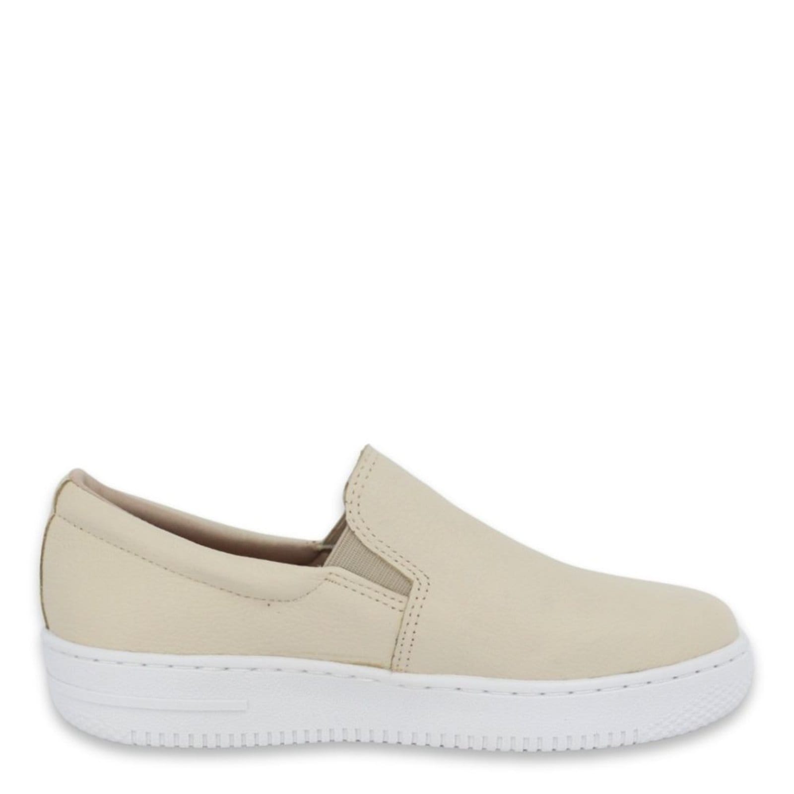 Tênis Feminino Slip On em Couro Creme