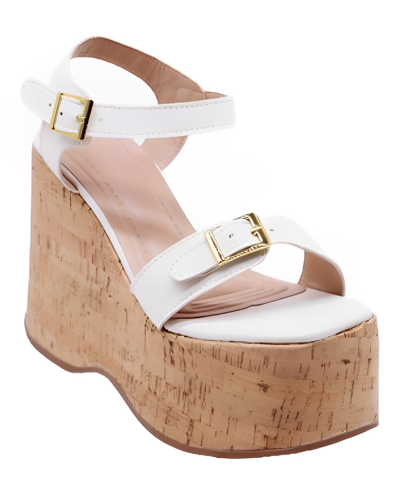 Vista principal Sandália Feminino Anabela Cortiça Plataforma 182176 Napa Branca Flor da Pele branco