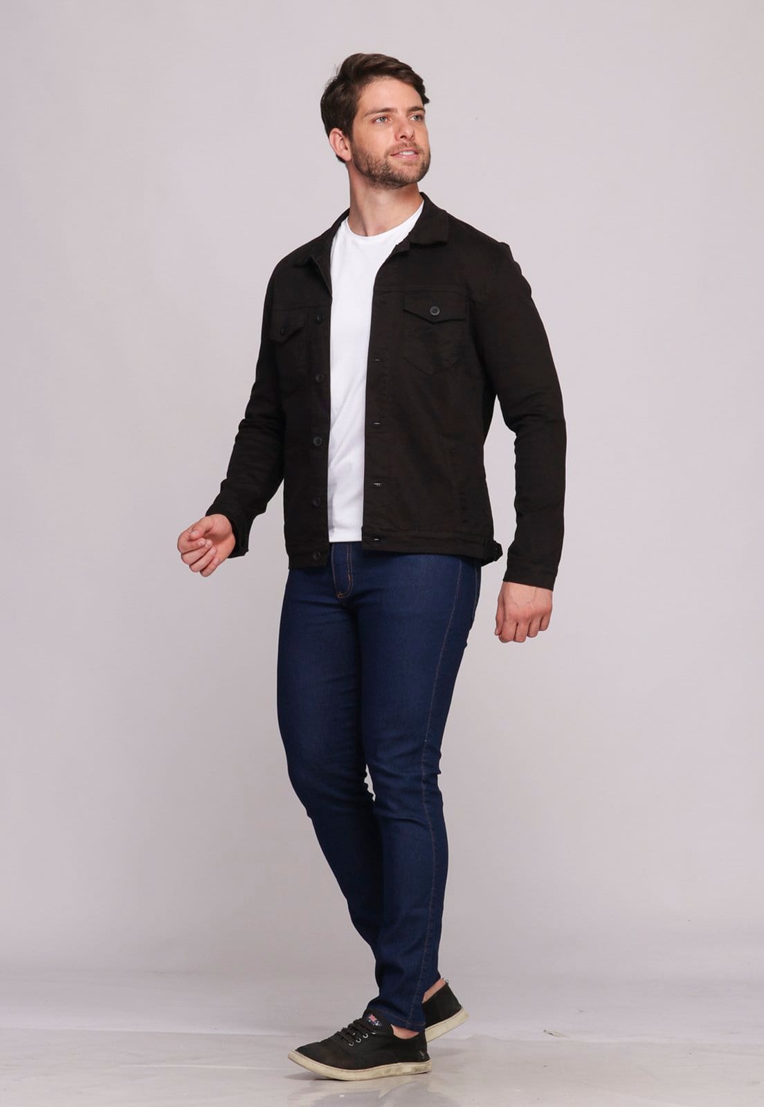 Vista 2 Jaqueta Masculina Sarja Elastano Conforto Casual 7923 Macaw preto