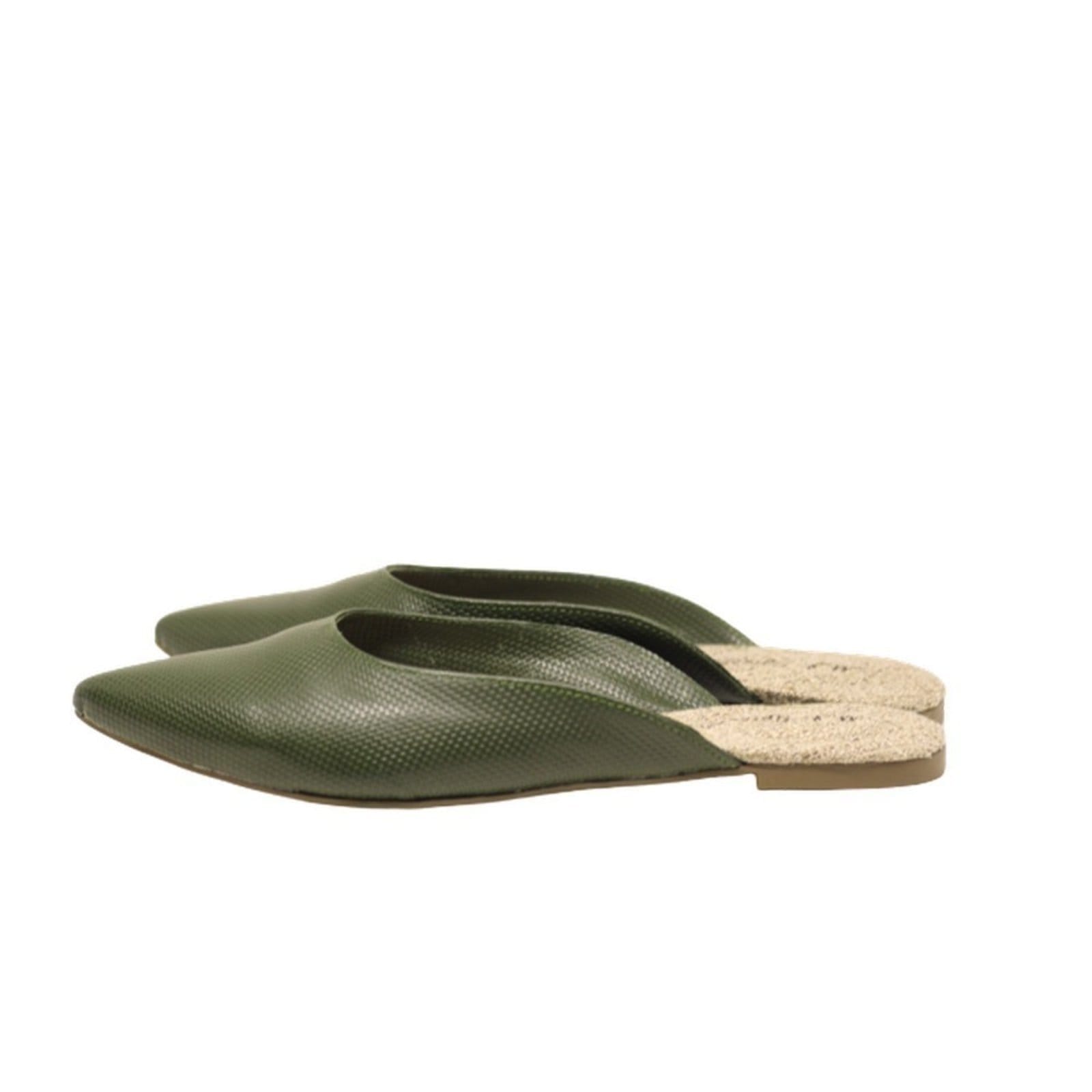 Mule Bico Fino em Couro Salto Baixo