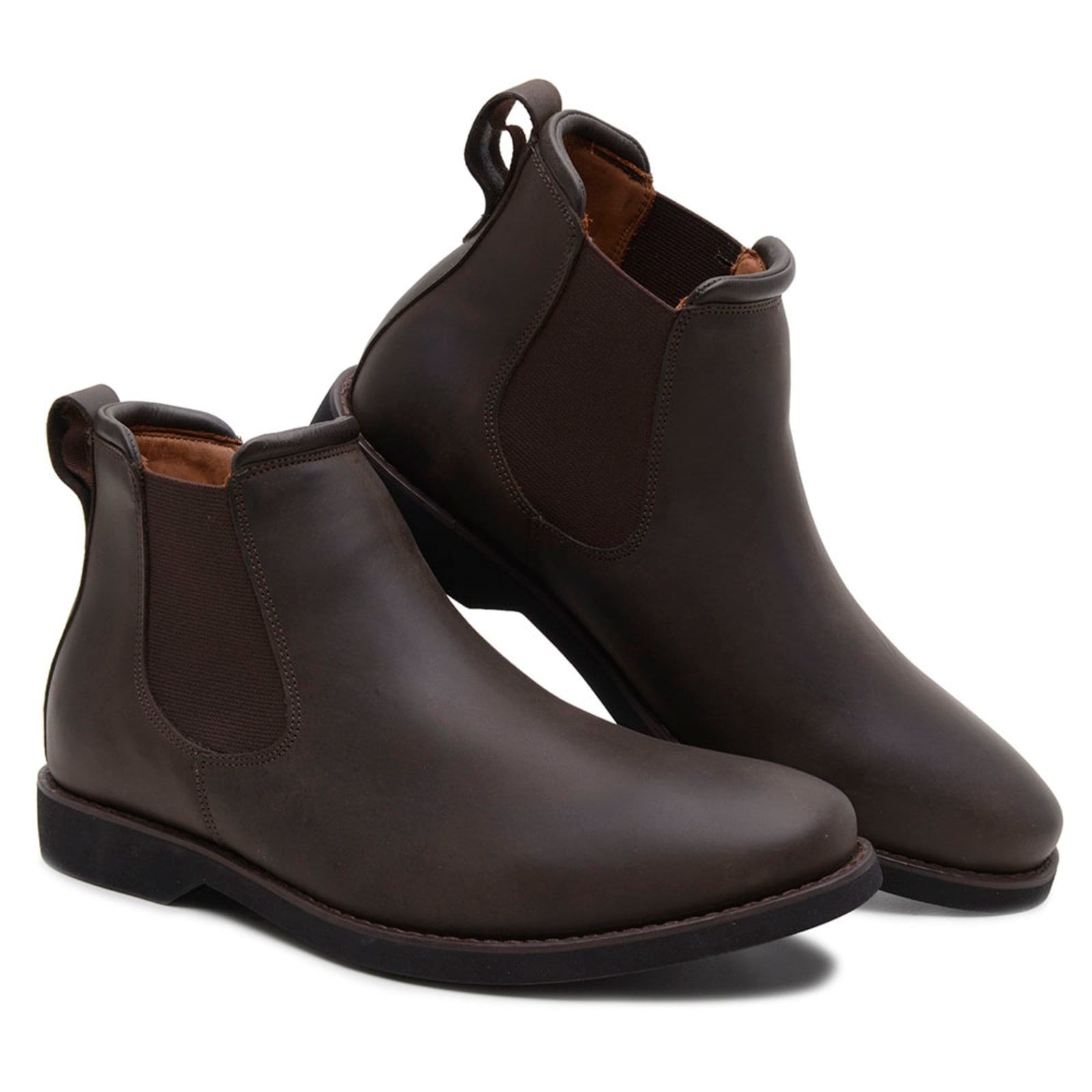 Bota Masculina Em Couro Anna Andrade Social Casual Botina Elástico Conforto Anatômica