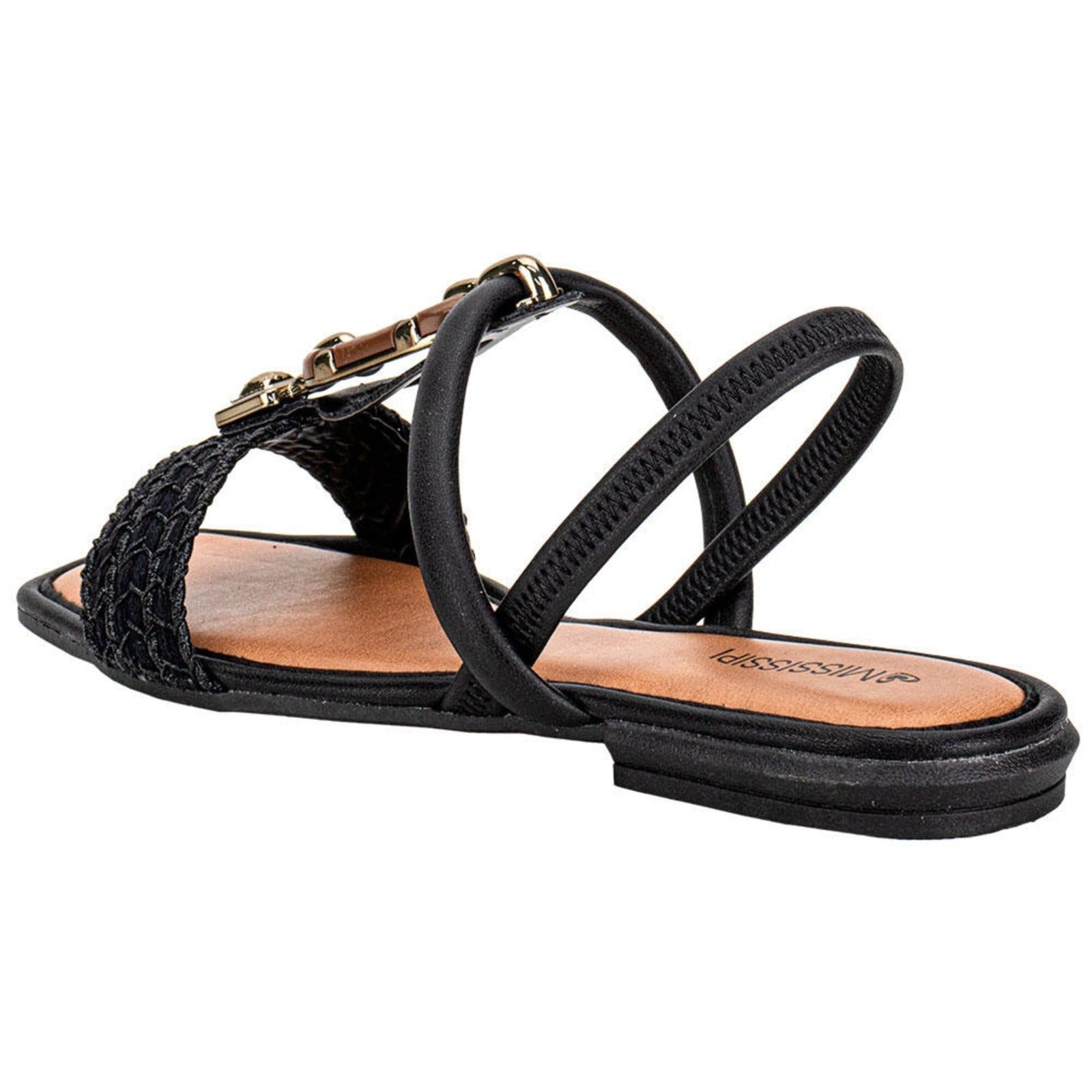Vista 2 Sandália Feminina Flat Mississipi Mf302 0643302 MISSISSIPI preto