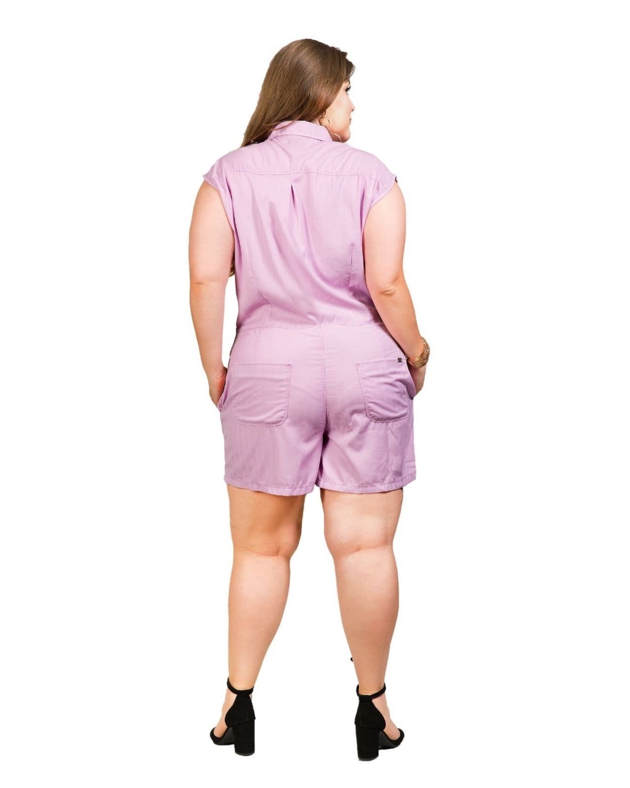 Macaquinho Razon Jeans Feminino Sarja Plus Com Bolso Embutido